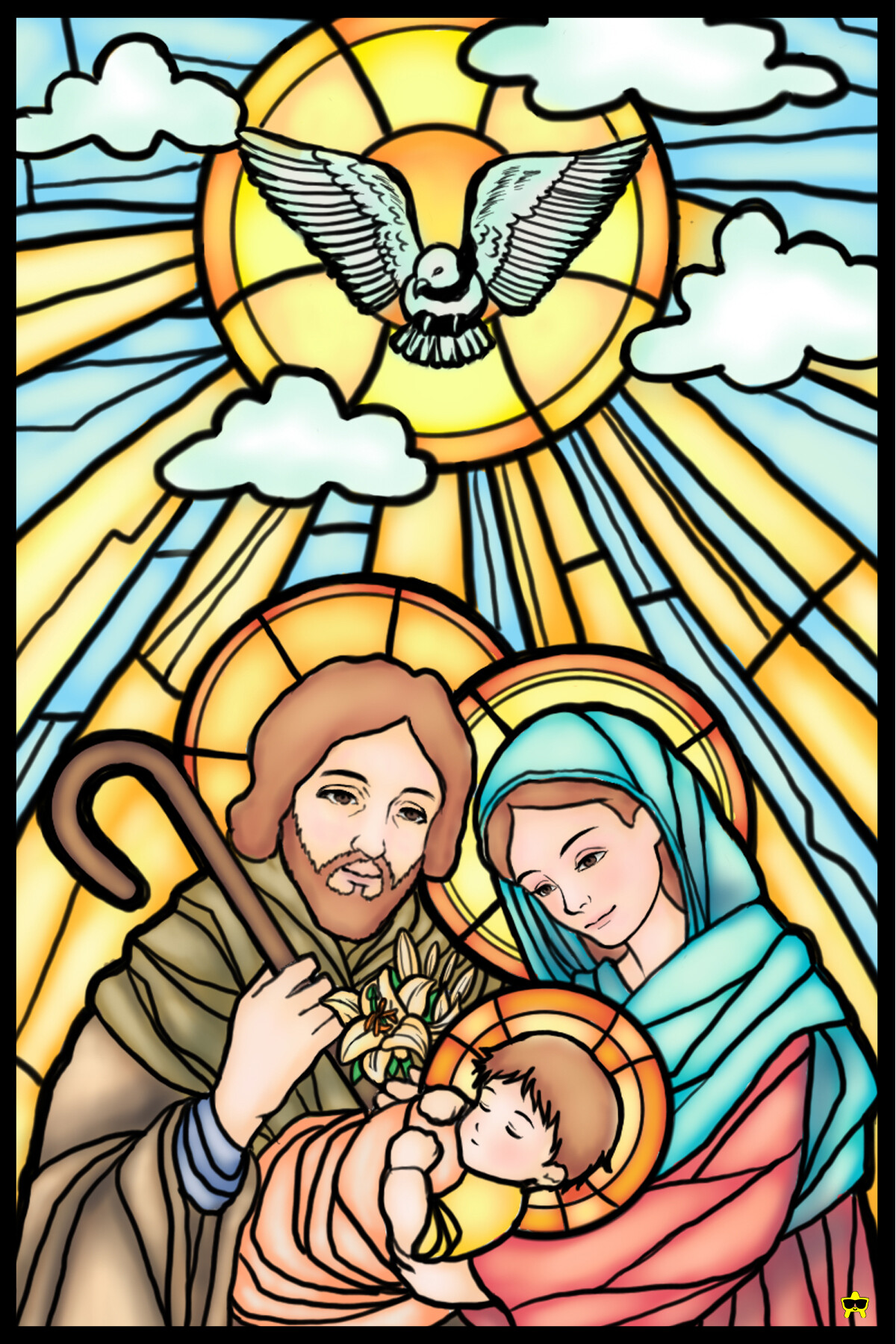 Naonao DoodlesFA The Holy Family (Anime Stained Glass Style)