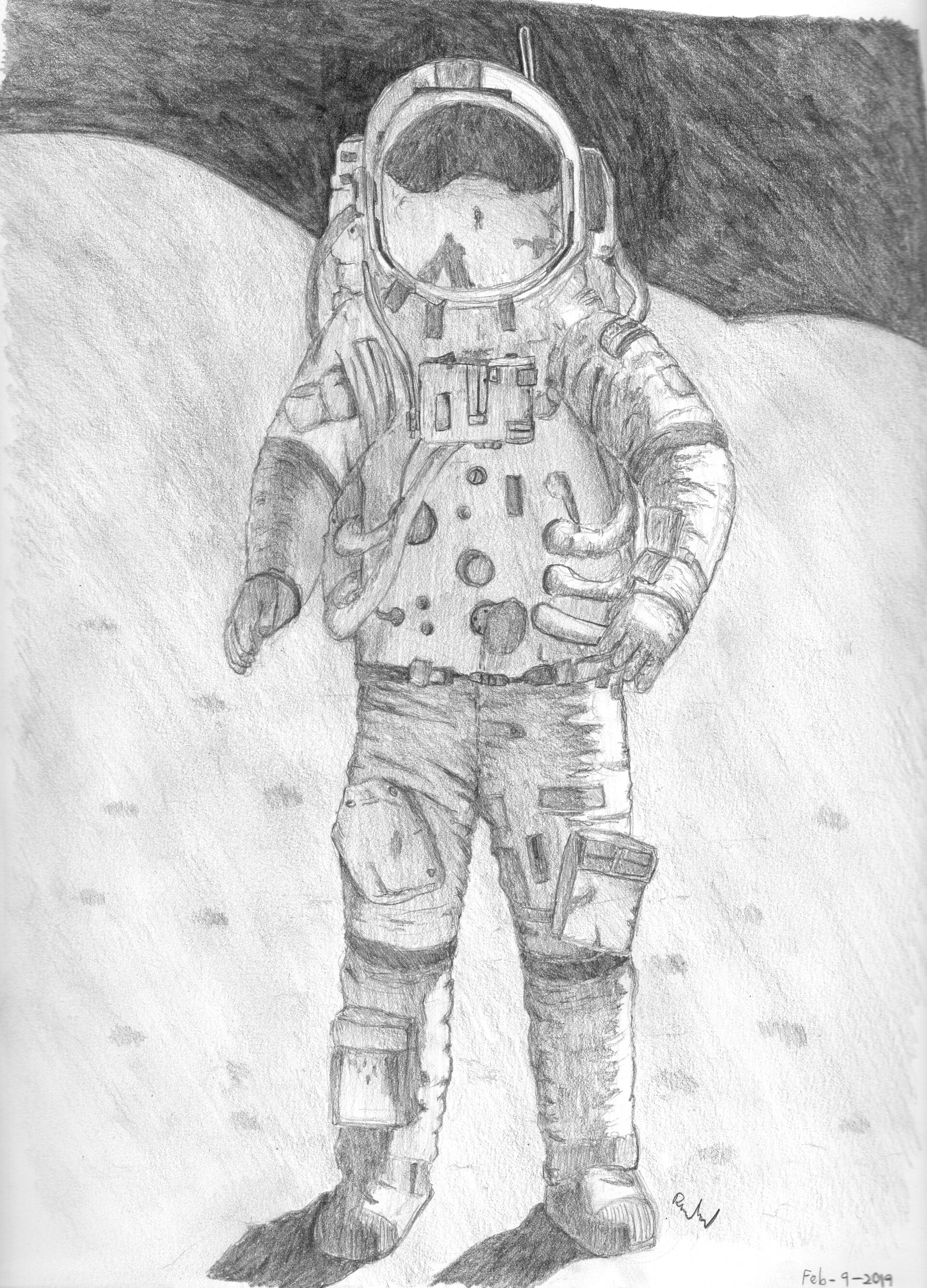 Astronaut or cosmonaut in open space sketch Vector Image