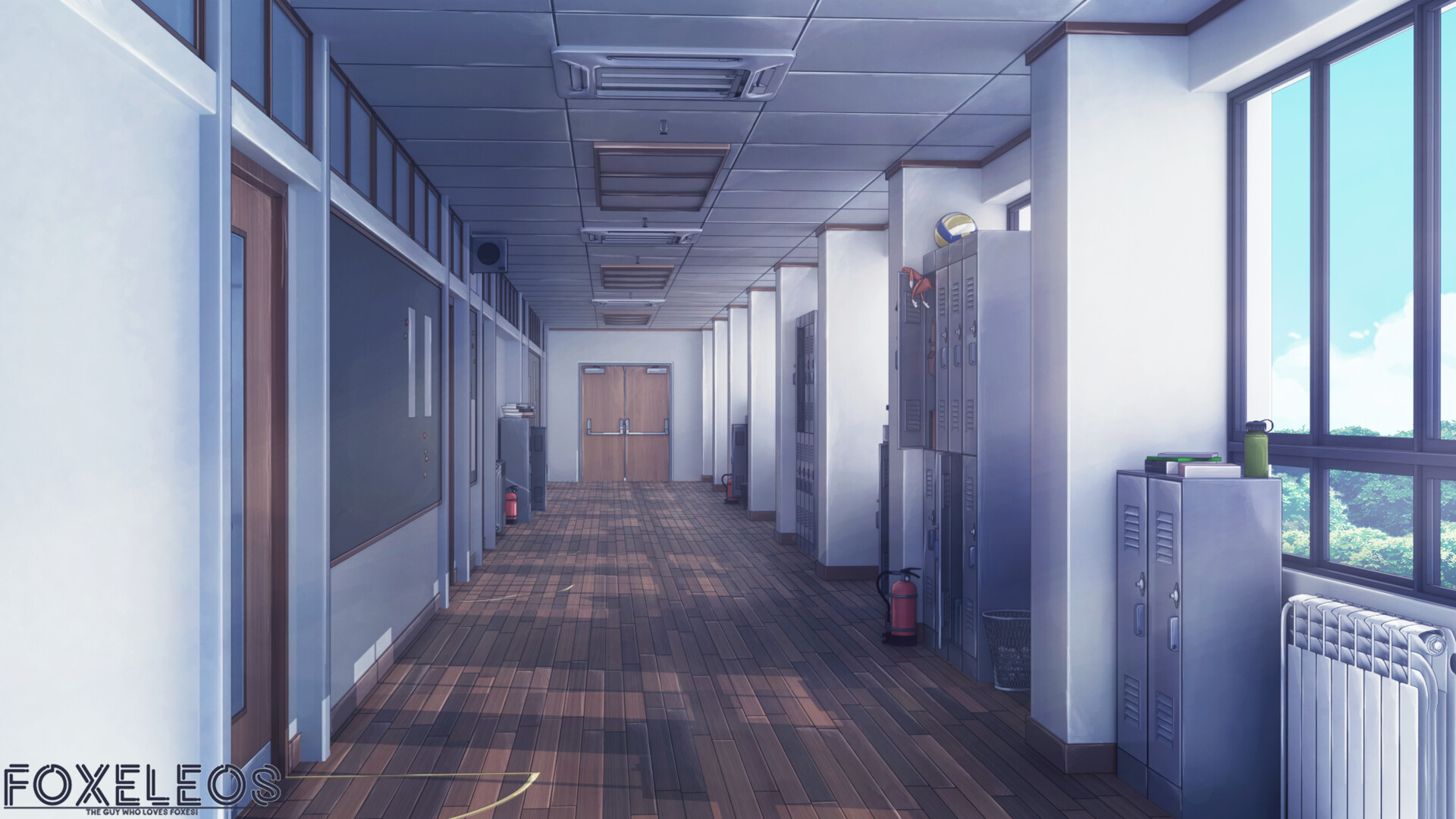 HD wallpaper: anime character wallpaper, girls, schoolgirls, stairs, hallway  | Wallpaper Flare