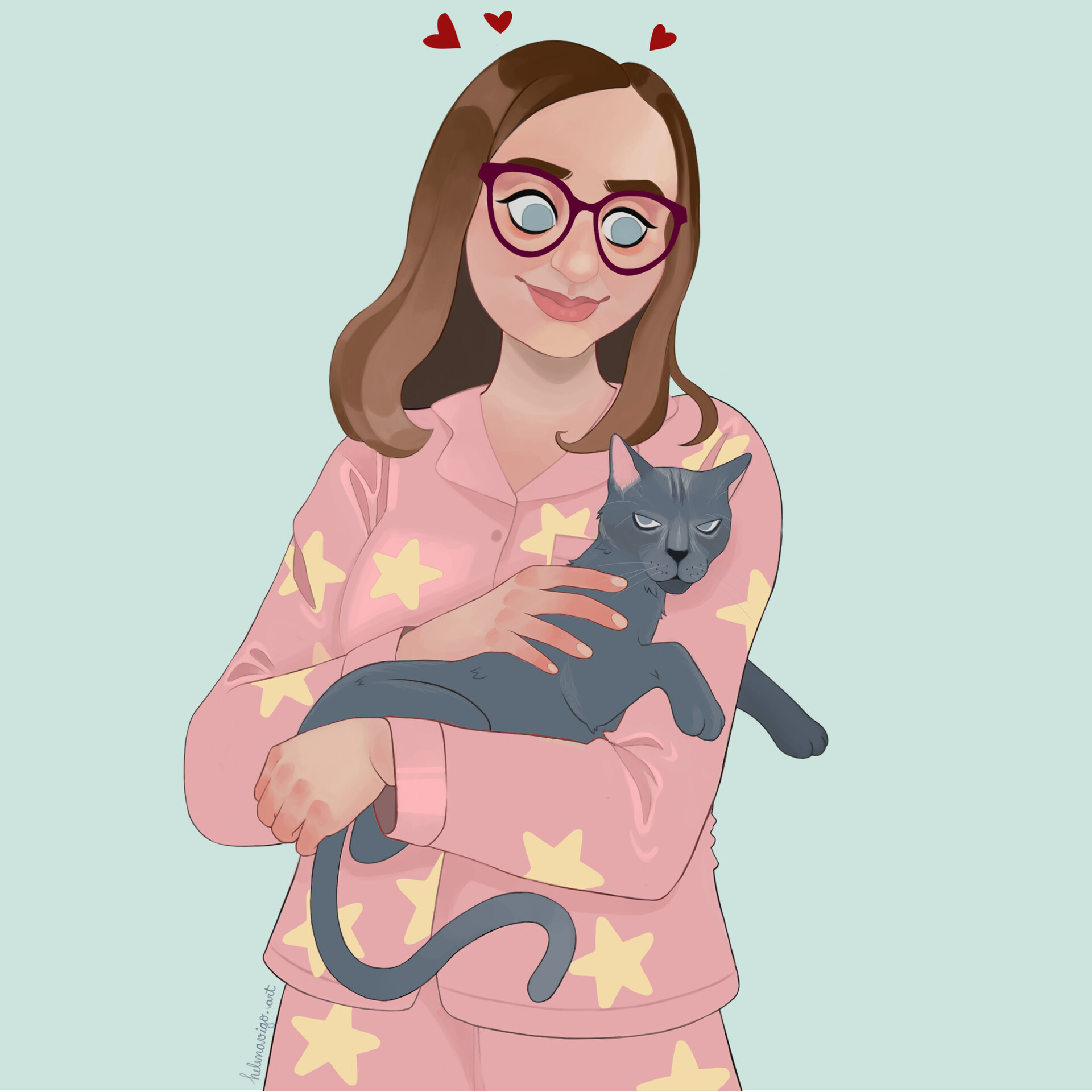 ArtStation - Girl and Cat - Comission