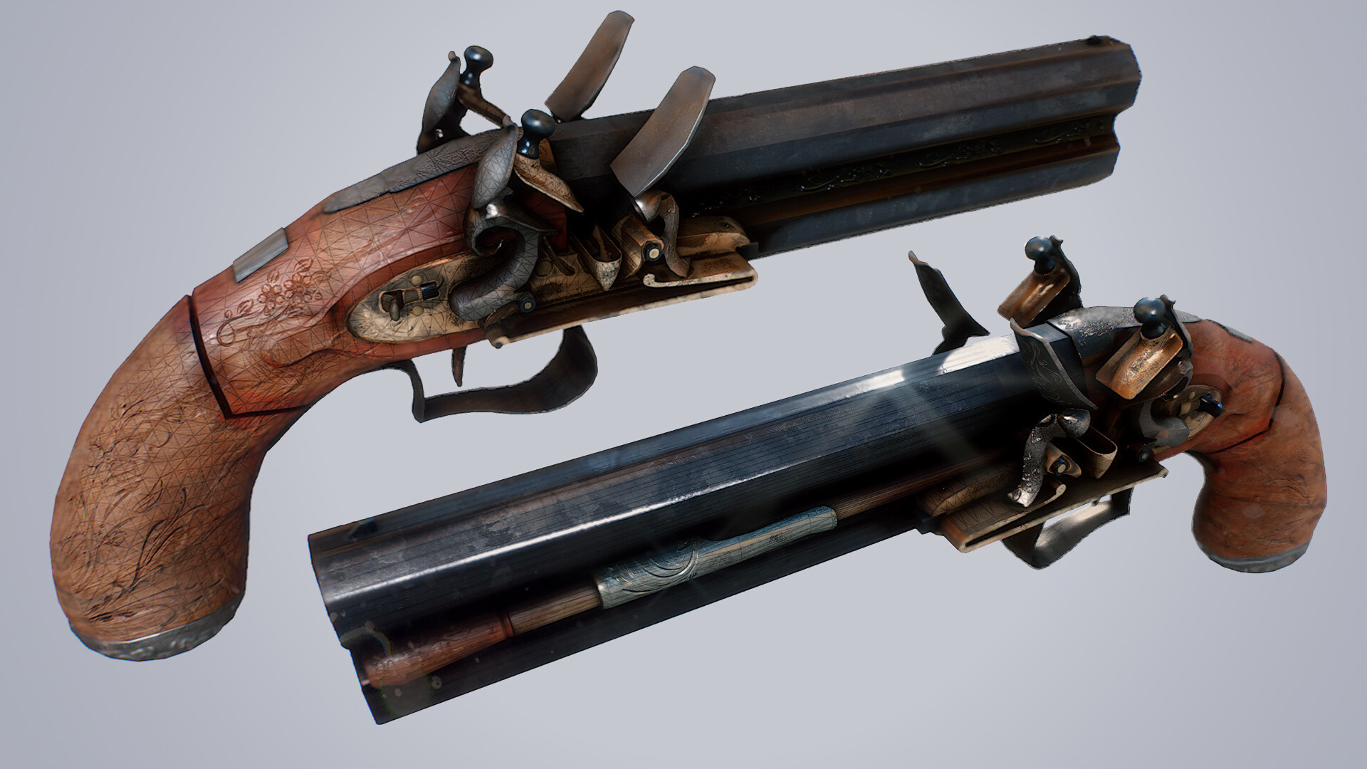ArtStation Joseph Egg Double Barrel Flintlock Pistol 18151820