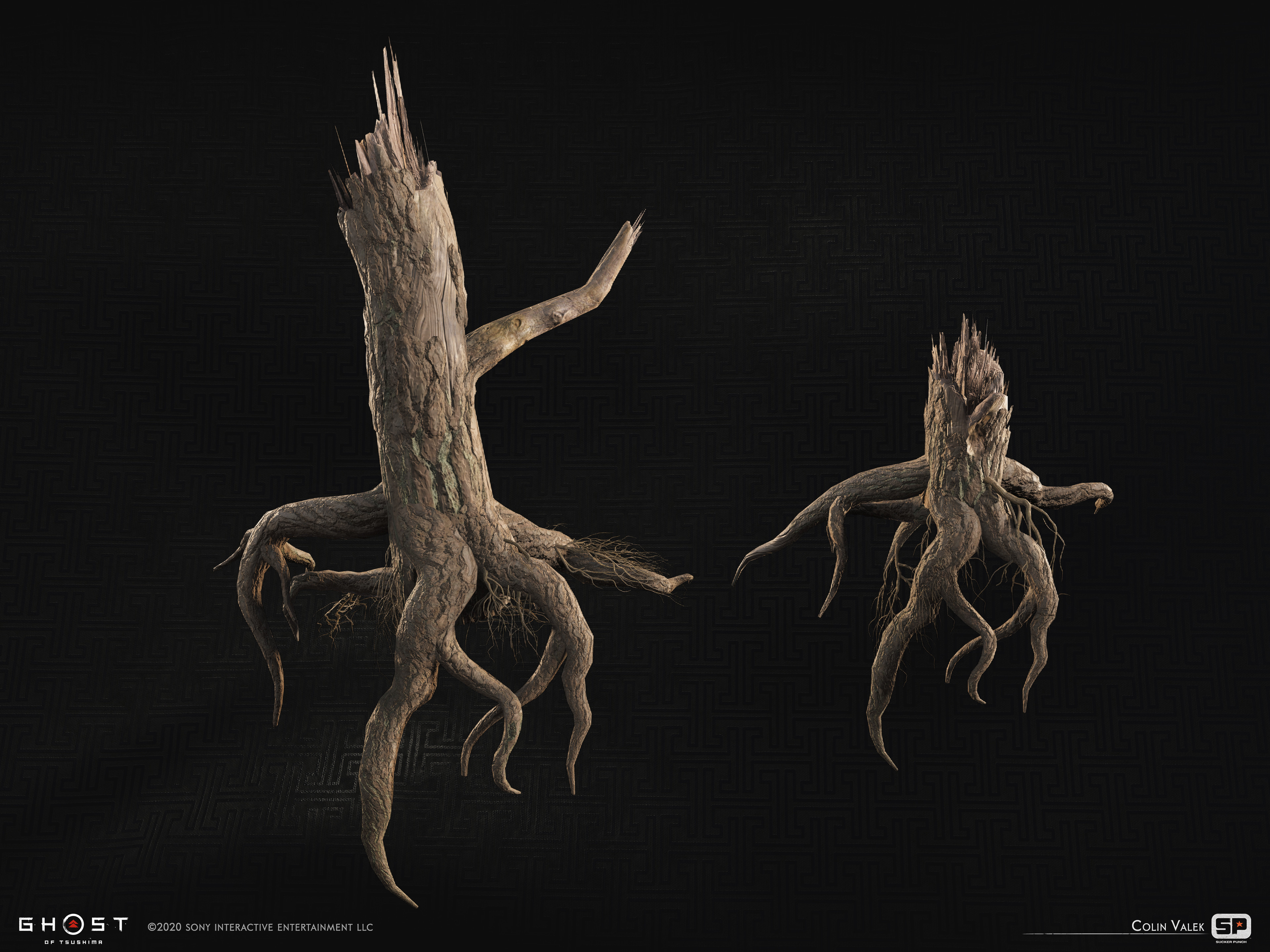 Tree stumps that are used as grapple points in the game.