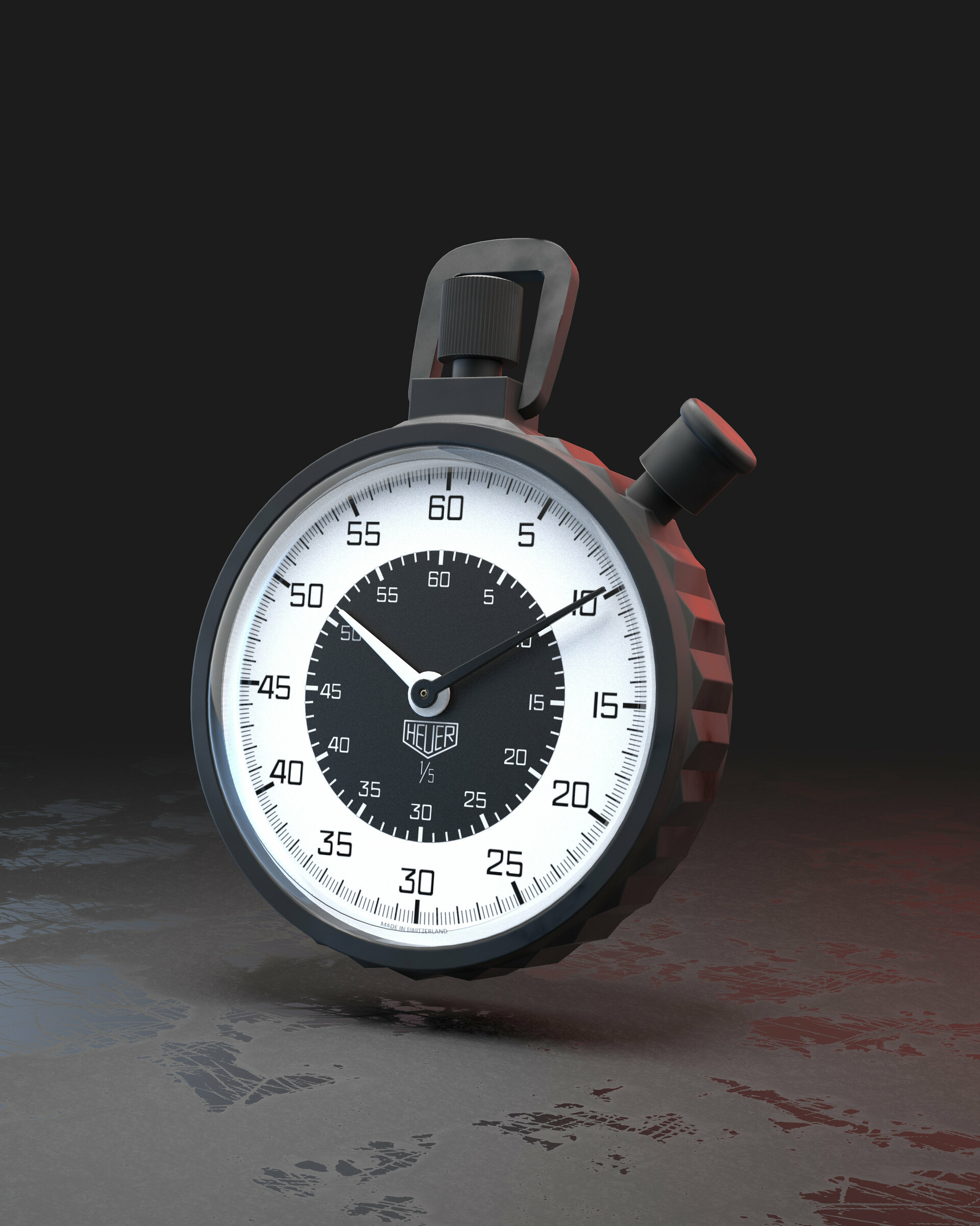 Glen C Heuer 7710 stopwatch 3D model render
