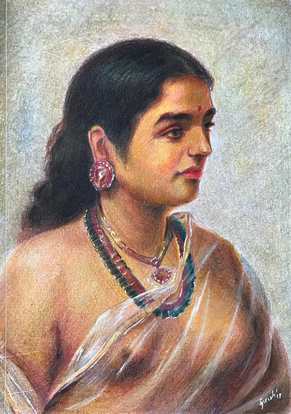 Ravi Varma Study - Colour Pencil on Paper