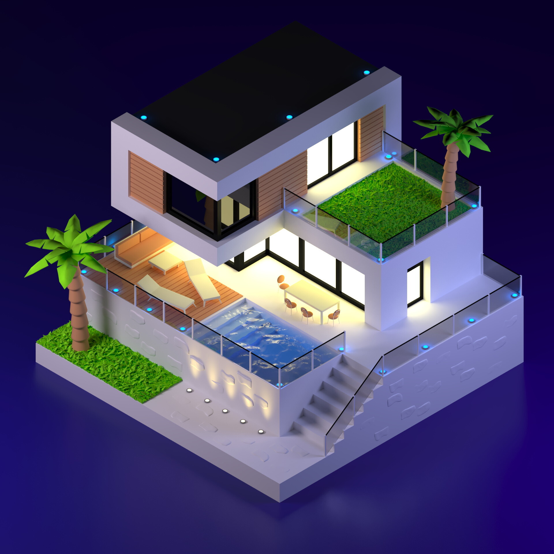 ArtStation 3D Low Poly Summer House Diorama