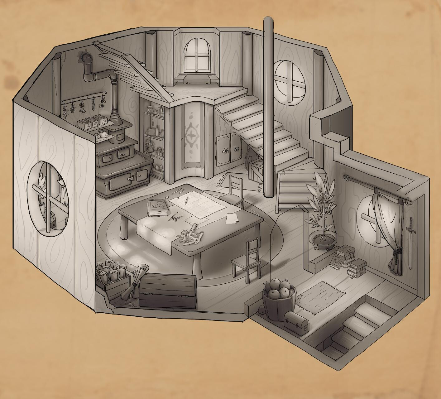 Fantasy interior design concept assignment for school