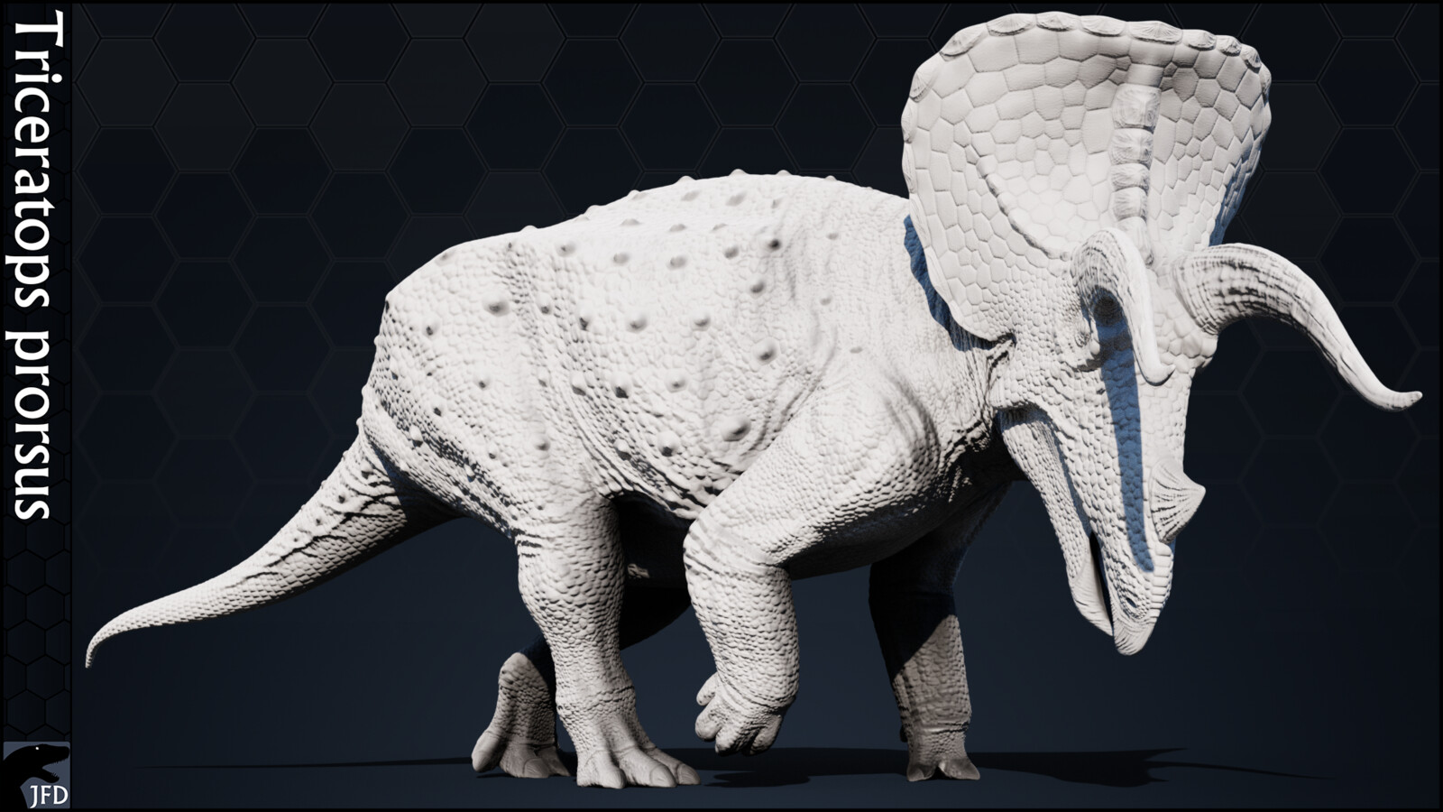 Triceratops prorsus full body displacement &amp; normal map render.