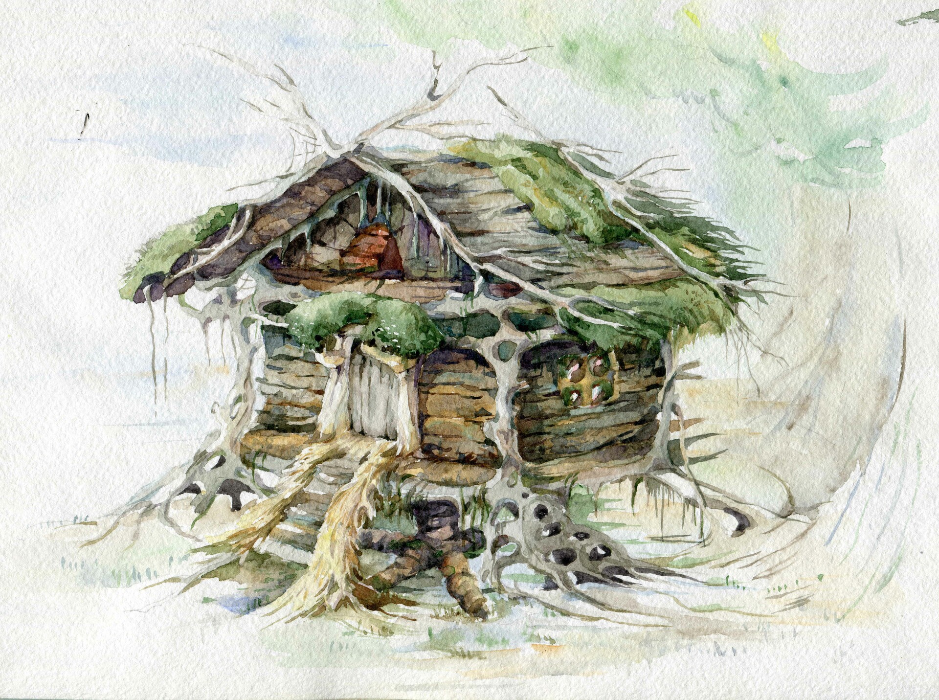 Избушка Бабы Яги Рисунок Красками