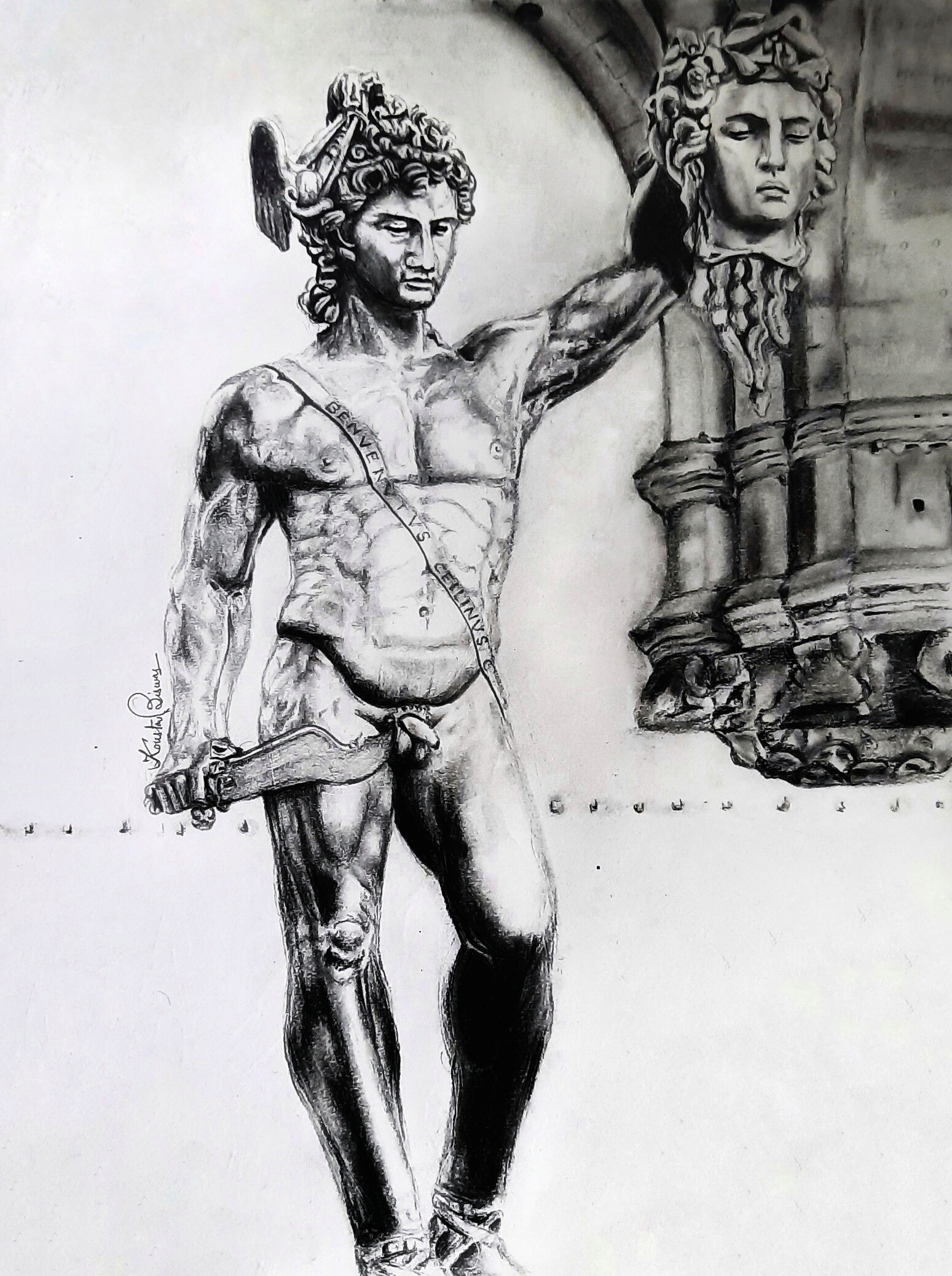 Perseus showing the Gorgons head, illustration for The Greek