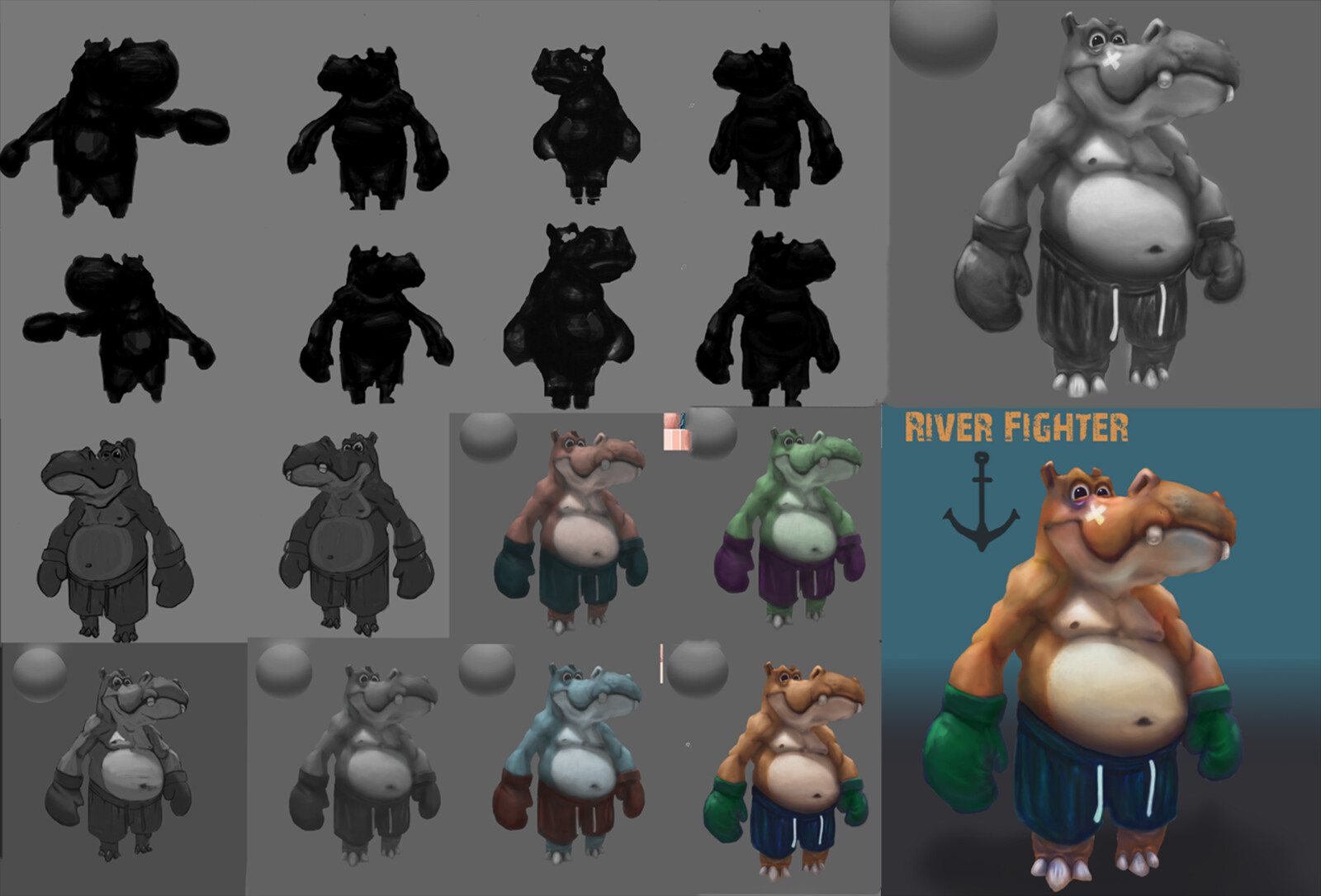 Some of the progress i did from thumbnails to final image.