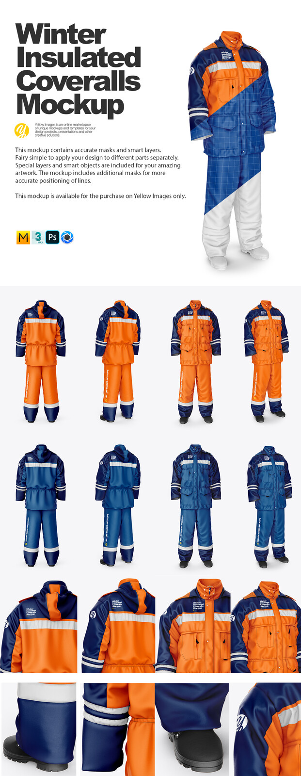 Download Artstation Winter Insulated Coveralls Mockup Andrey Yeskov A K A Rhino PSD Mockup Templates