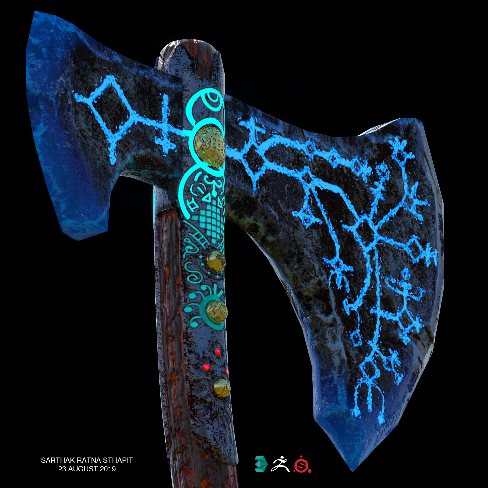 Showing the Blue Light cast only by the Emission map on the surface