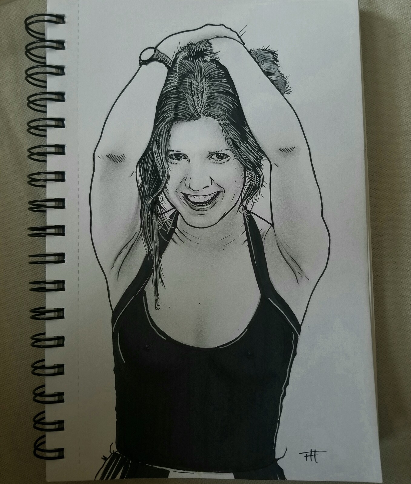 The late great Carrie Fisher. Graphite and ink
