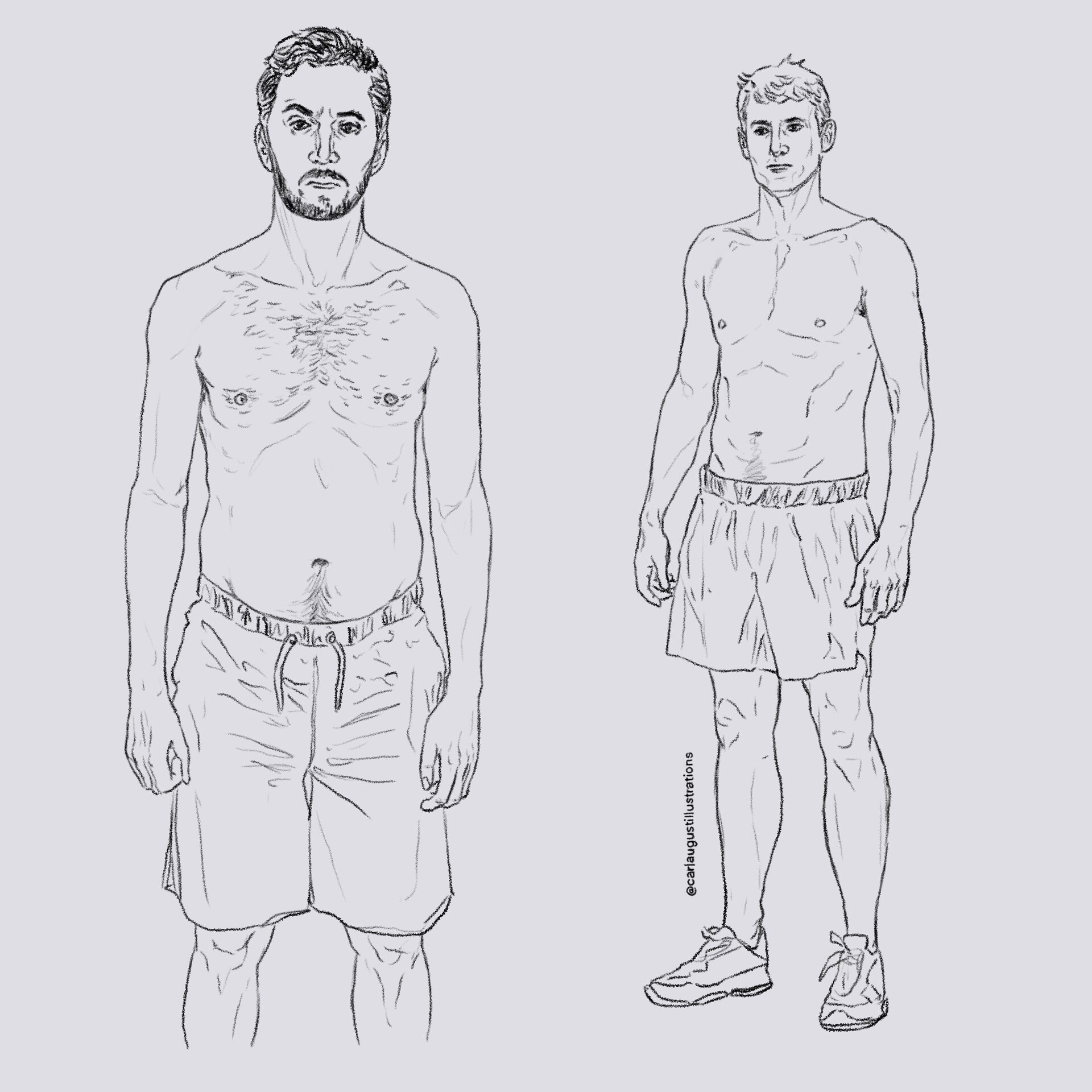 Male Body. Hand Drawn Male Body Set. Men Body Front And Back View Isolated  Vector Illustration. Male Naked Full Length Figure Sketch Drawing. Part Of  Set. Royalty Free SVG, Cliparts, Vectors, and