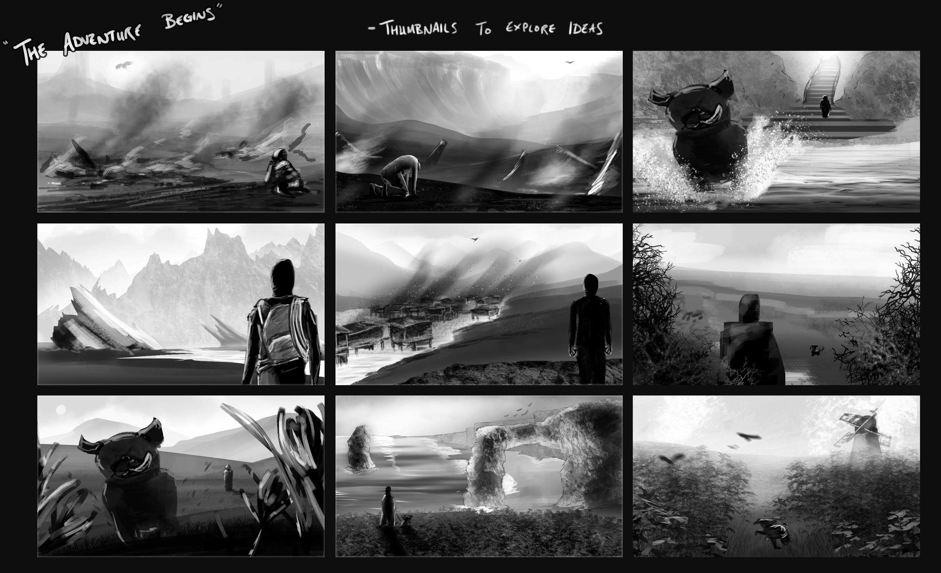 Thumbnails - exploring different ideas. 
