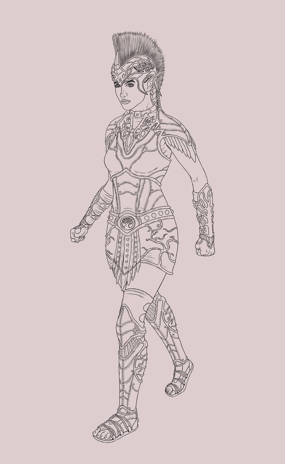 Elven warrior line work.  