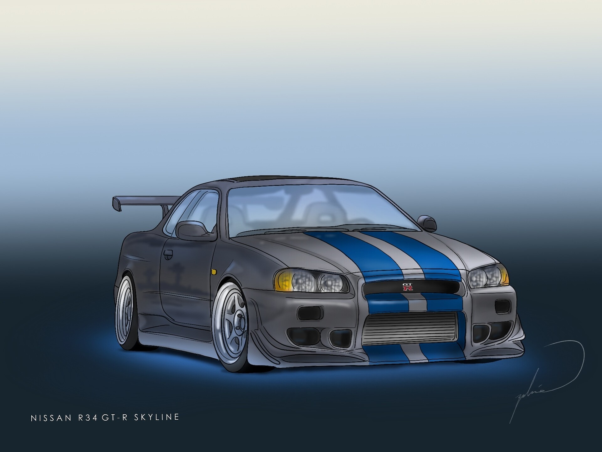 Artstation Nissan R34 Gtr Skyline Fan Art Zahid Hossain