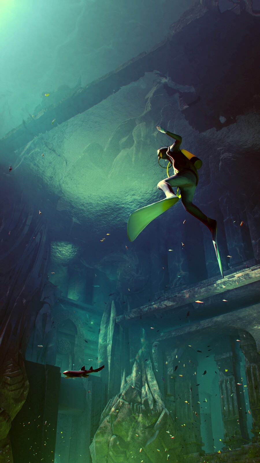 Cave diving 