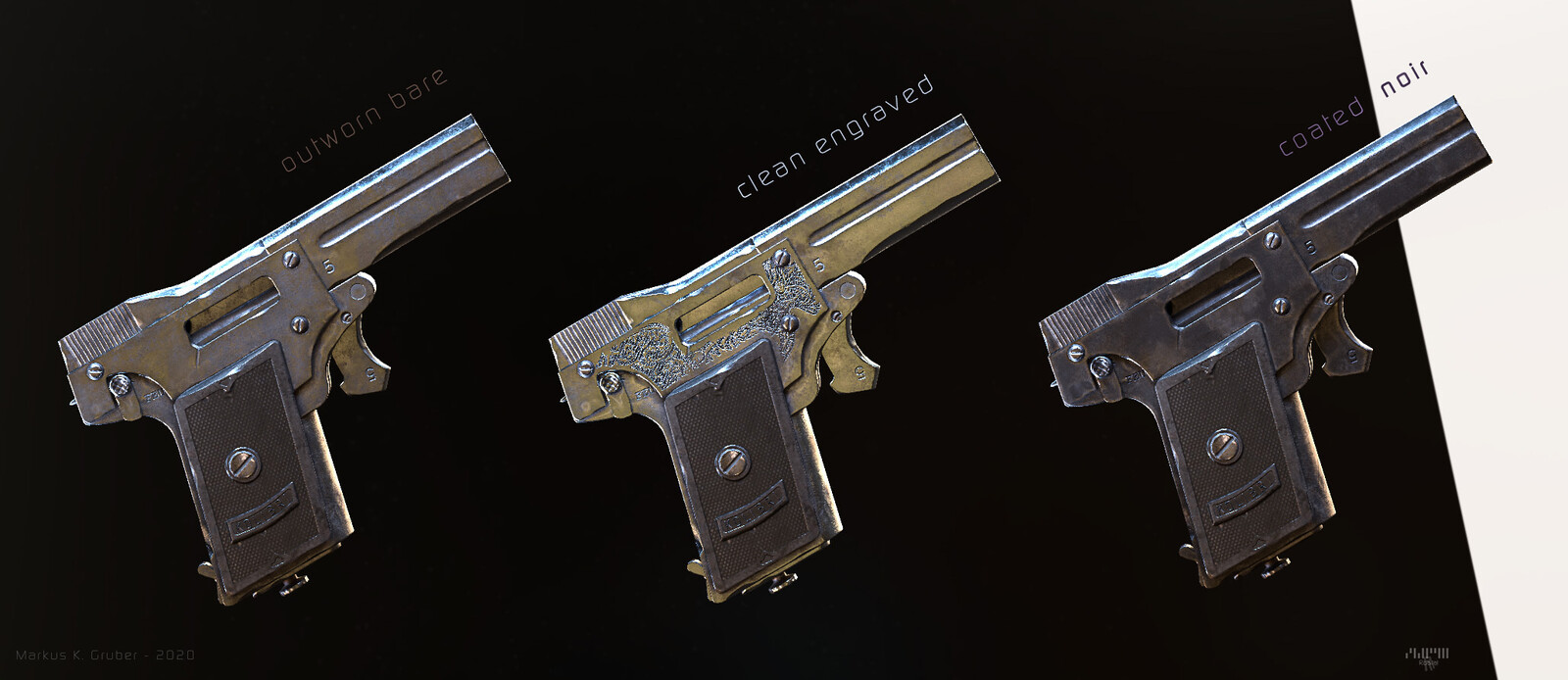 all 3 color variants; While the pistol in the black coating was the factory standard, polished silver versions are a common sight aswell.