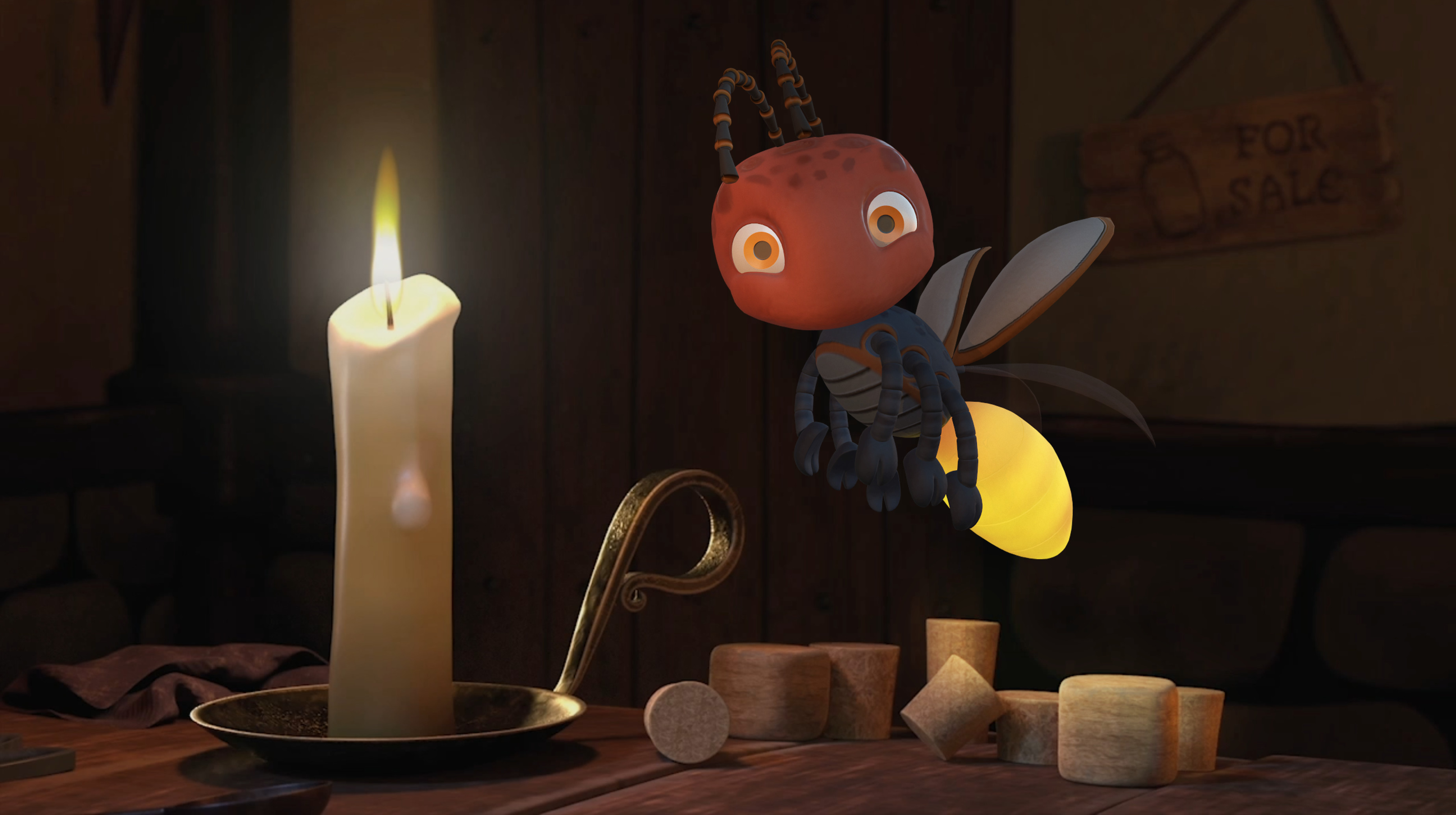 Beauty shot of Beans.
Responsible for: Character Rig and Fire Simulation.