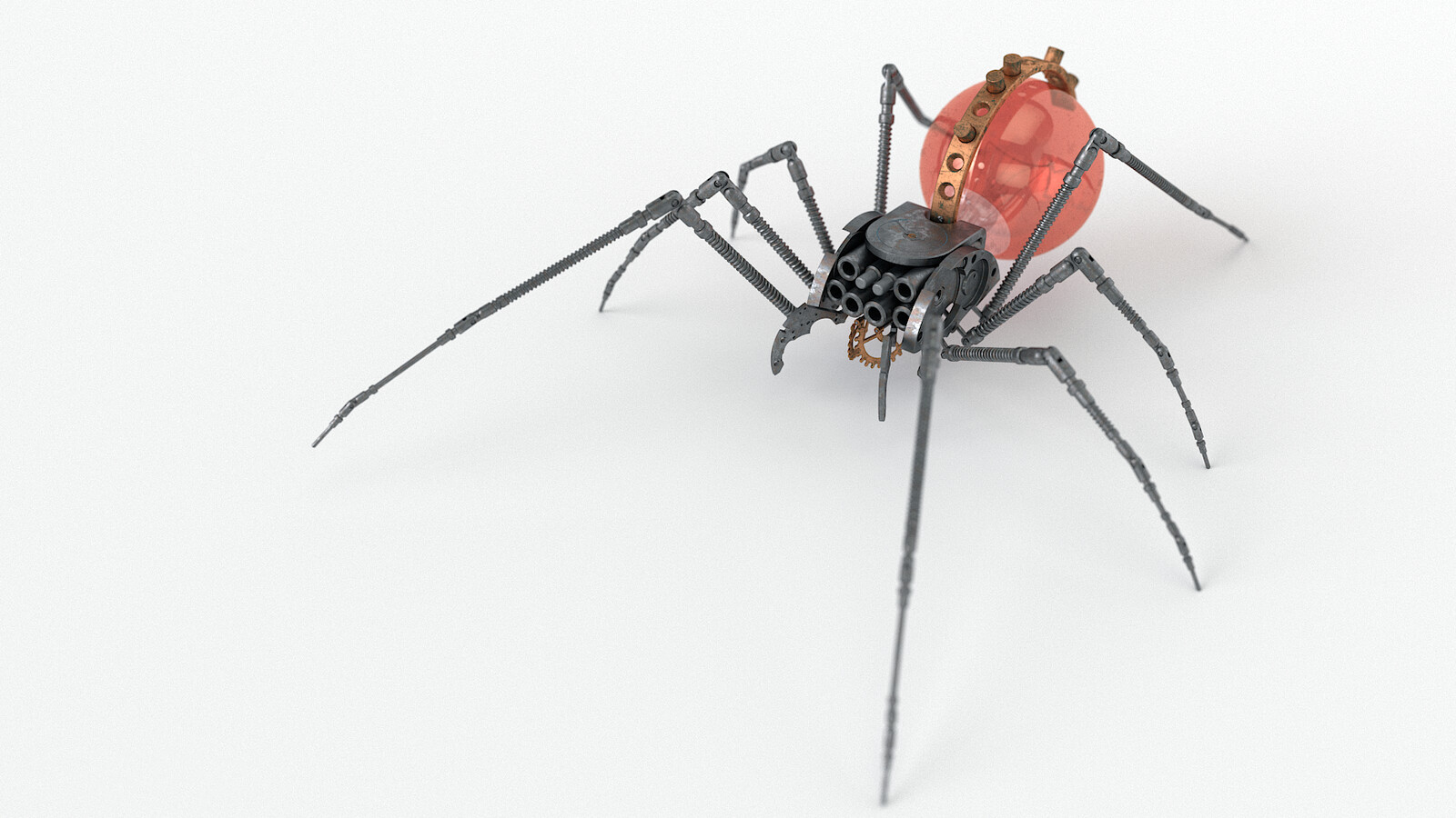 Spider has been modeled with splines in 3D Rhino and rendered with v-ray.