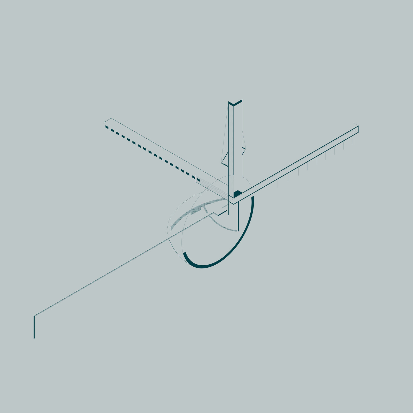 Concept Drawing - Architectural Diagrammatic Section Axon