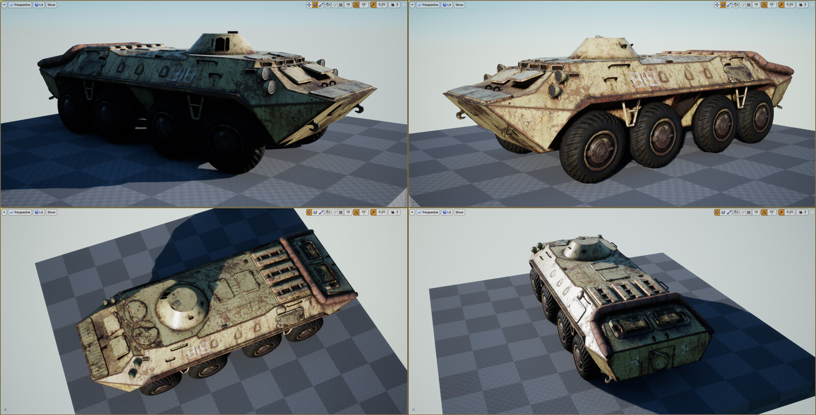 BTR-70 Quad View in Unreal Engine 4.