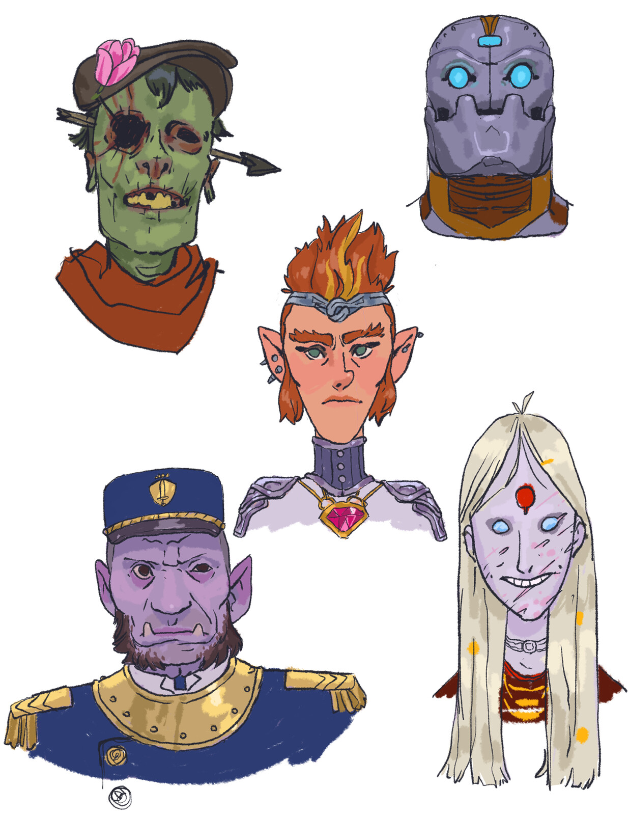 Portraits of NPCs and enemies the players could encounter in the adventure