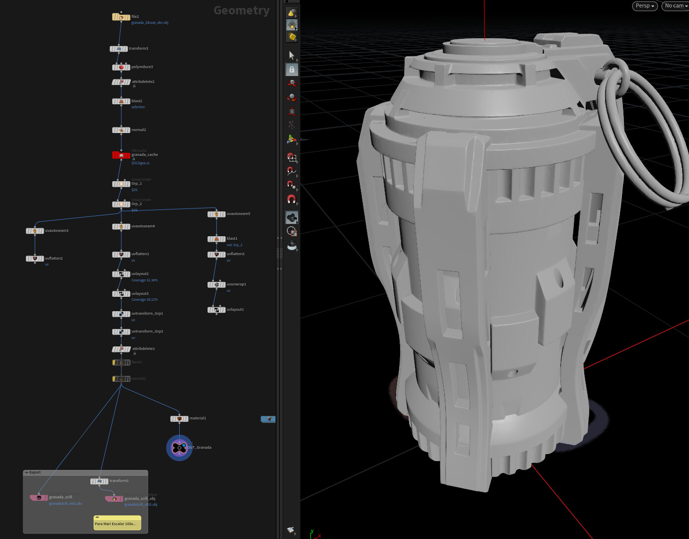 Houdini SOP for geometry setup, and procedural UV.