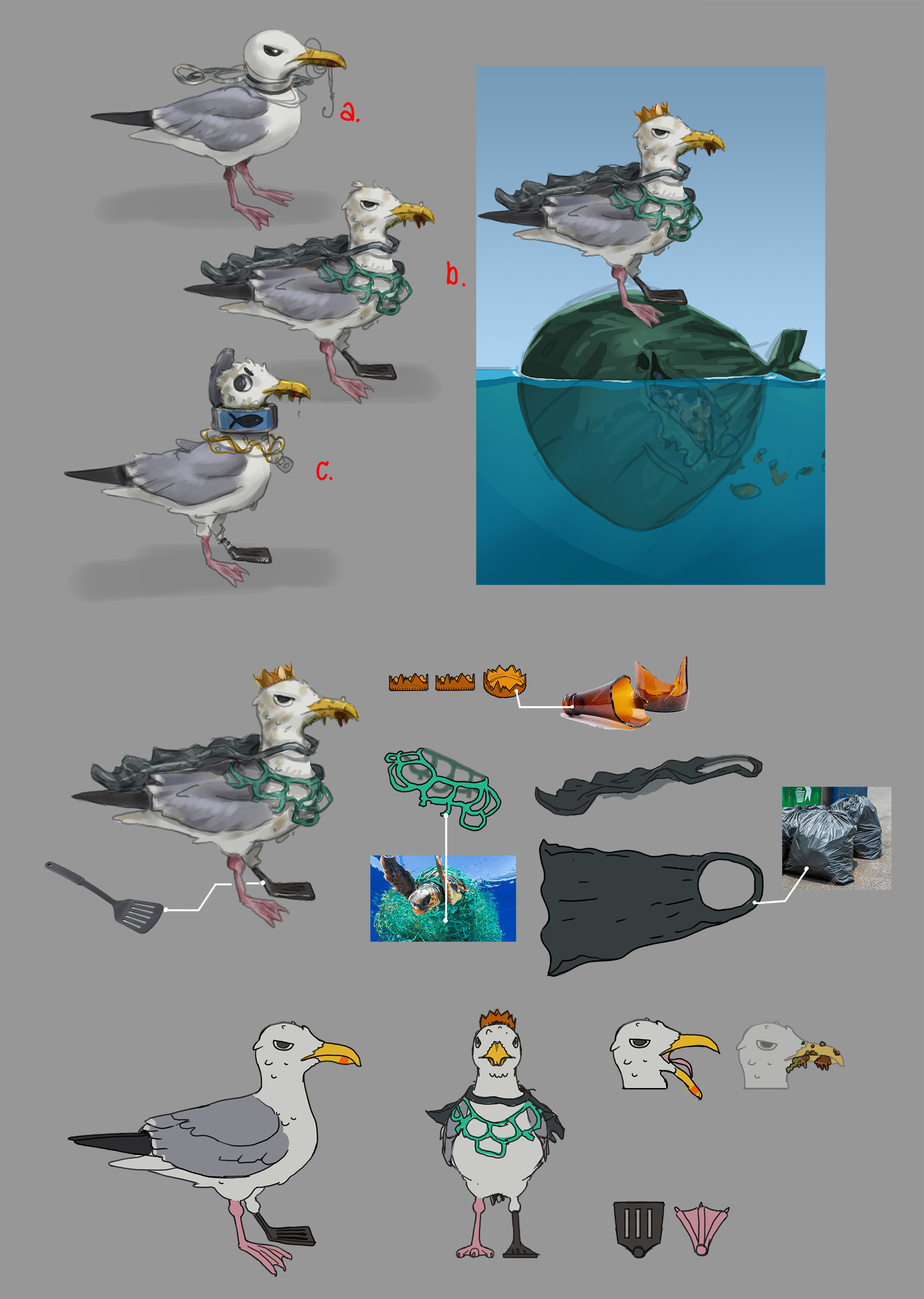 Villain Concept and breakdown

The villain represented pollution by becoming corrupted by man-made garbage and living on and spreading trash.