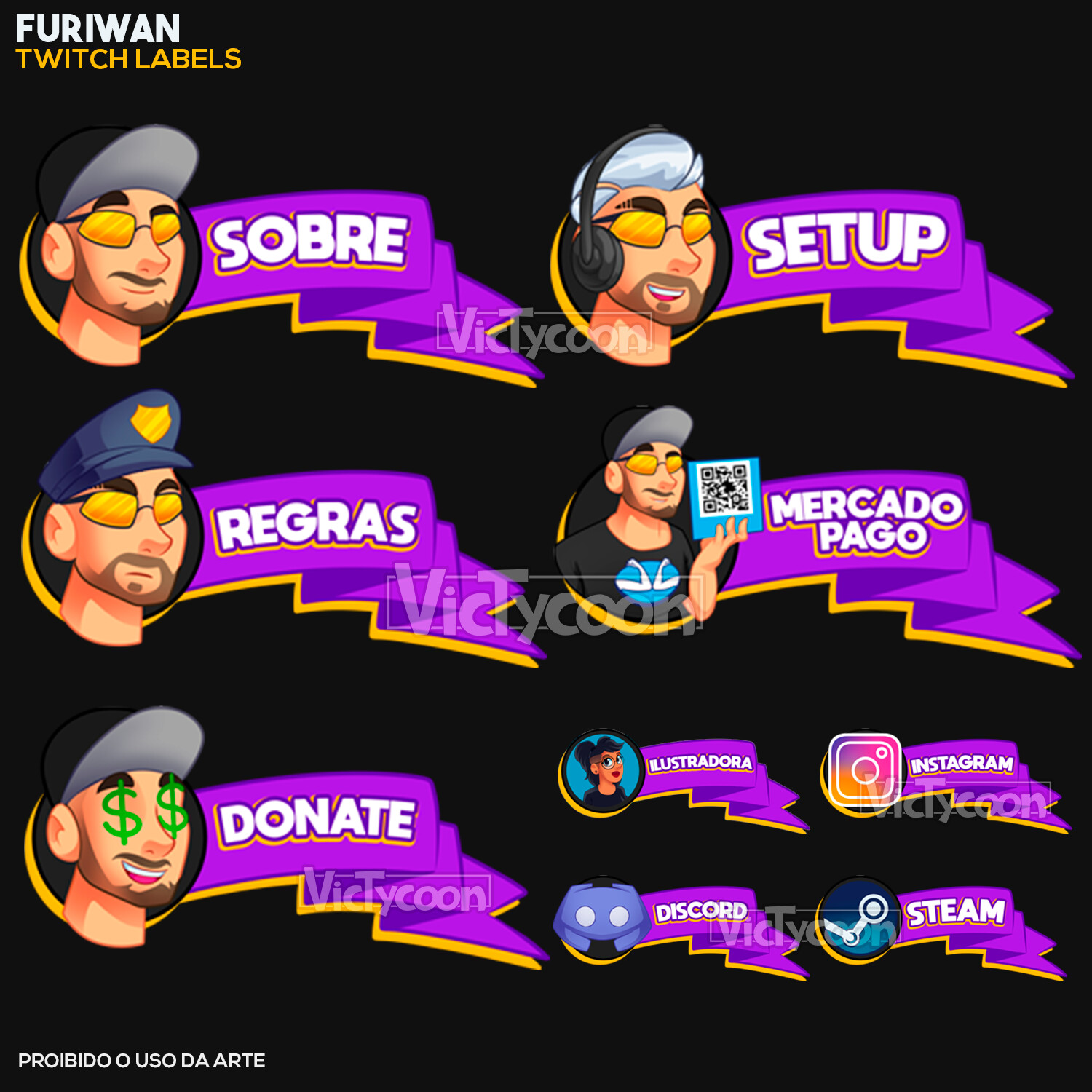 VicTycoon Art TWITCH LABELS FuriWan (Streamer)