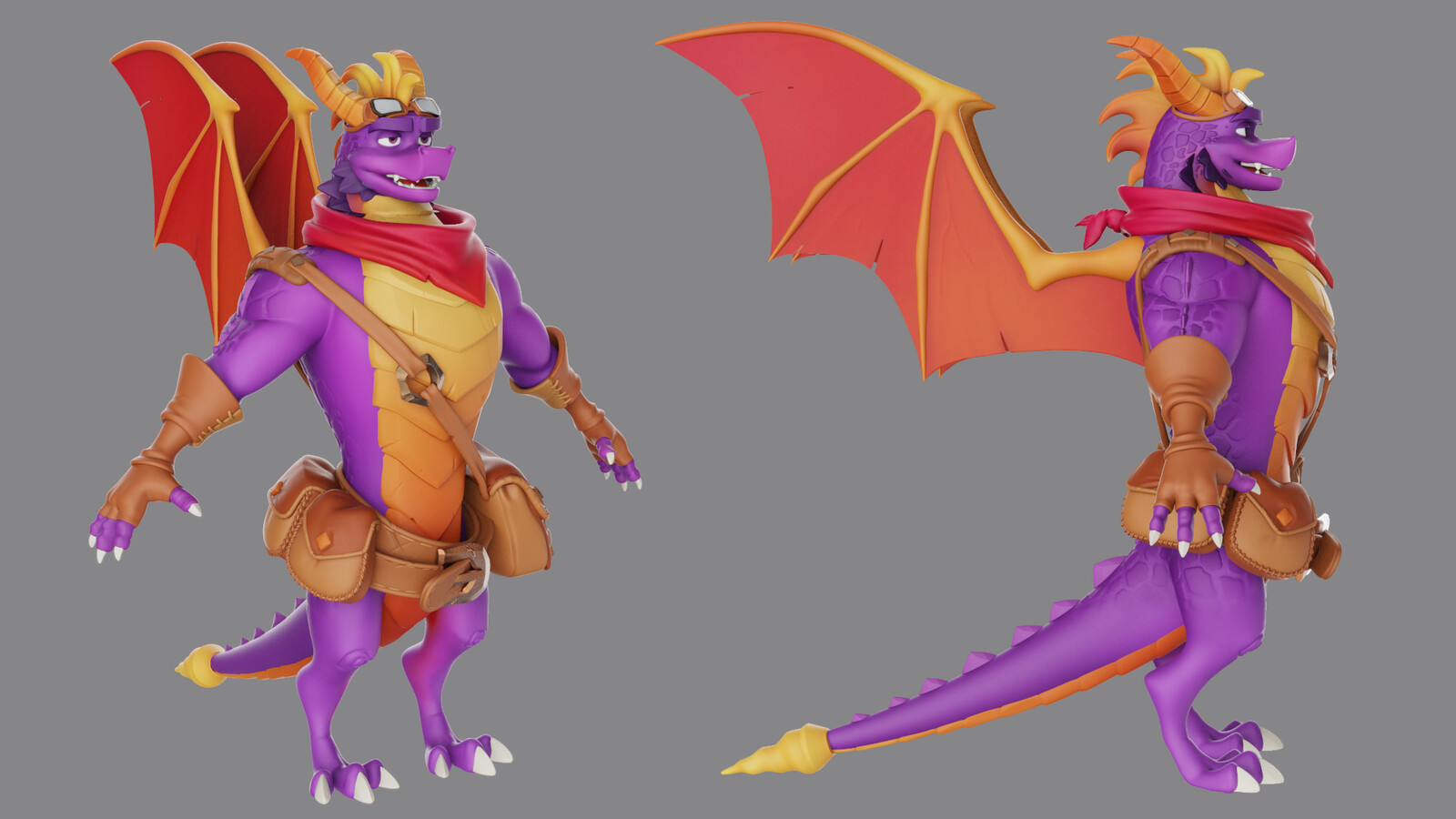 Front and Side of Adult Spyro high poly
