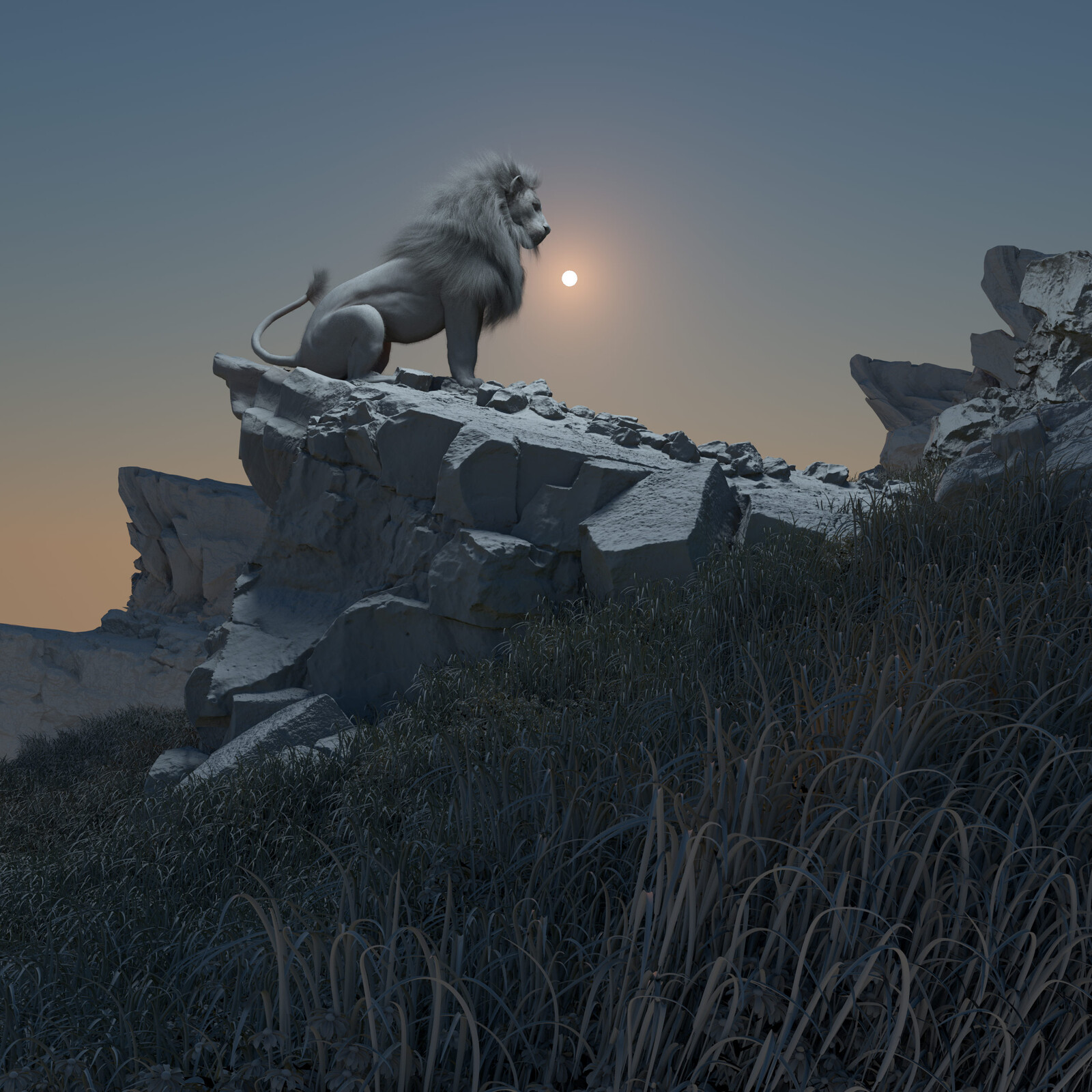 Clay render of final art
