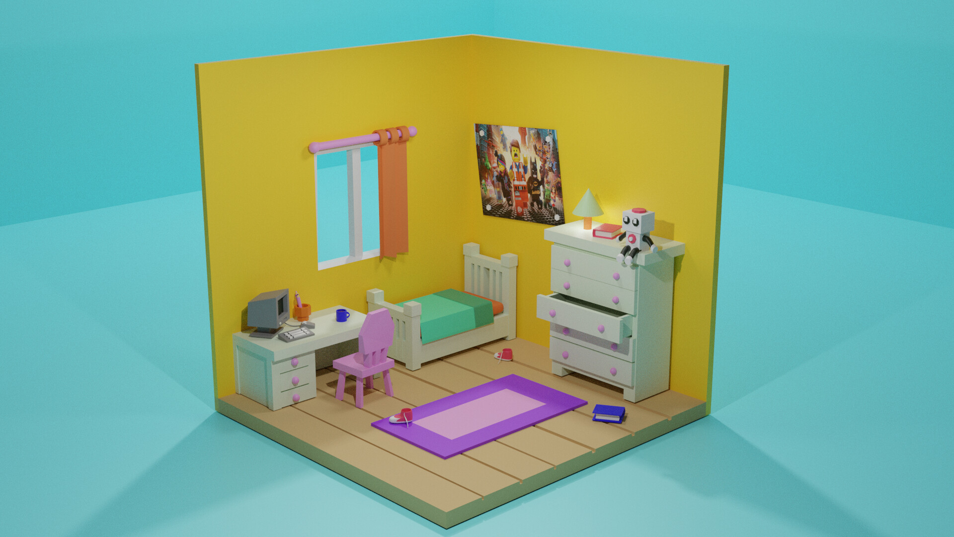 ArtStation - 3D Low Poly Tiny Room