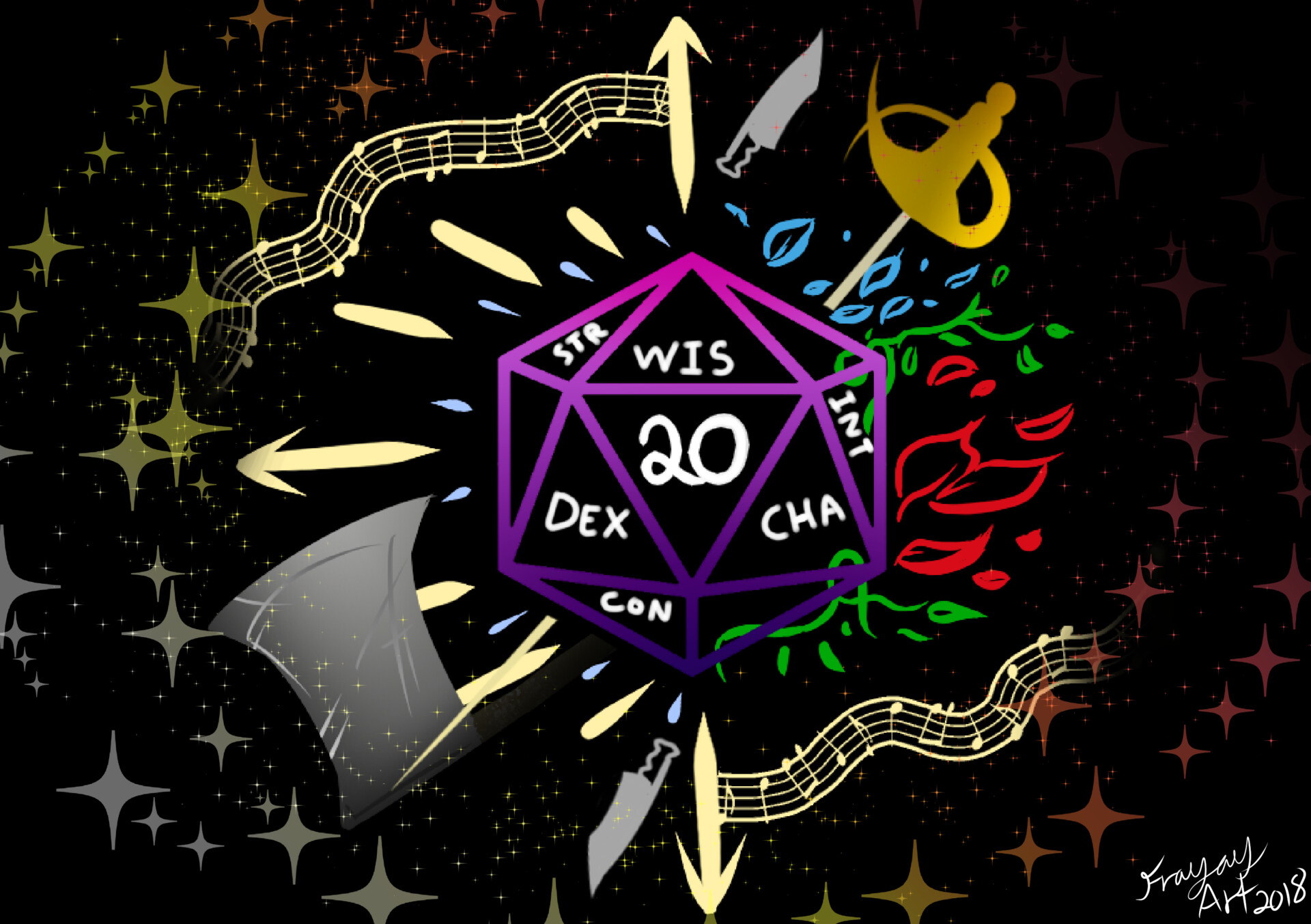 ArtStation - D20 Logo with Simplified Class Symbolization