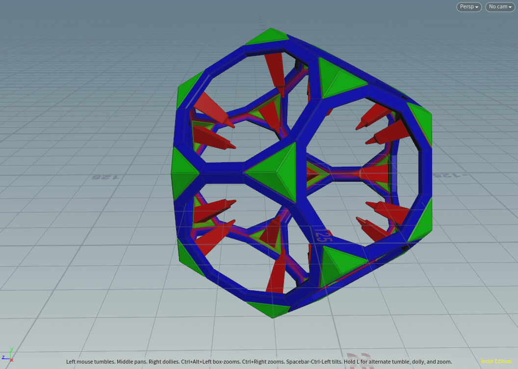 Dynamically generated shape in houdini (can create an N sided object with these properties). 