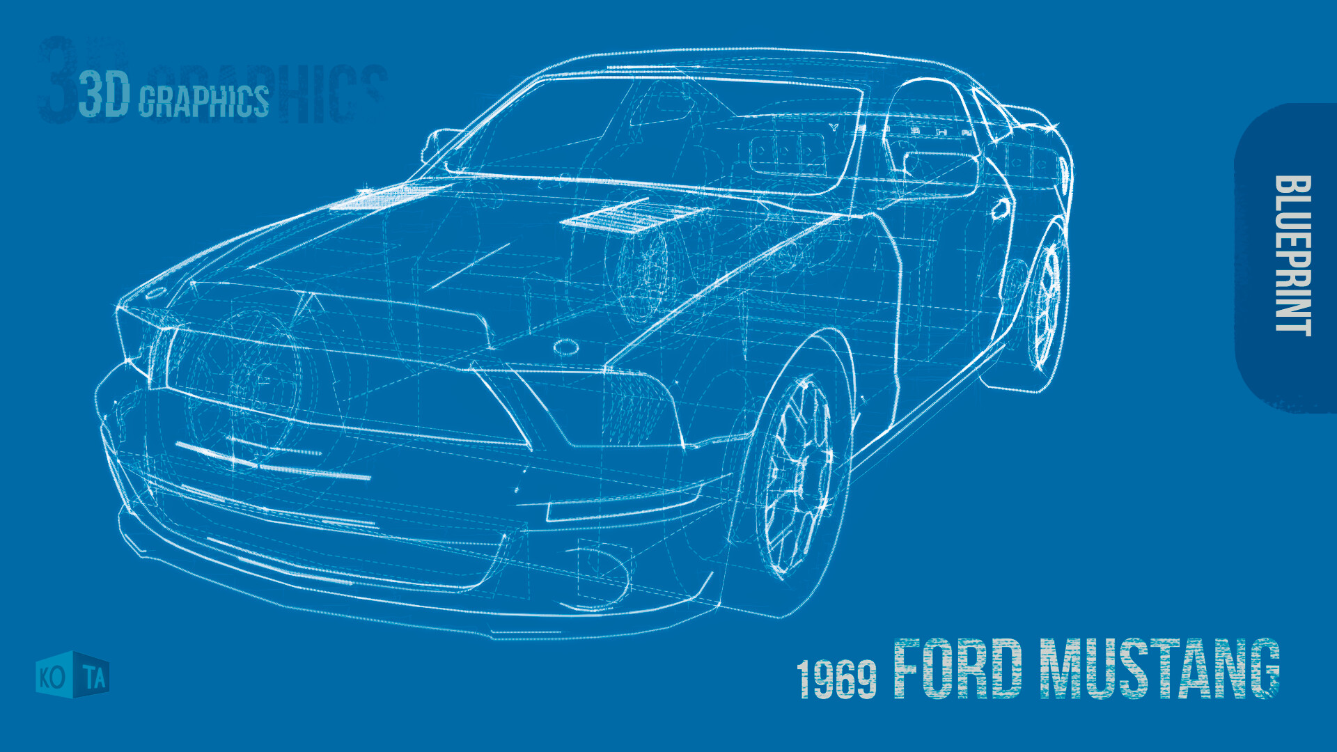 ArtStation - Ford Mustang Blue Print style
