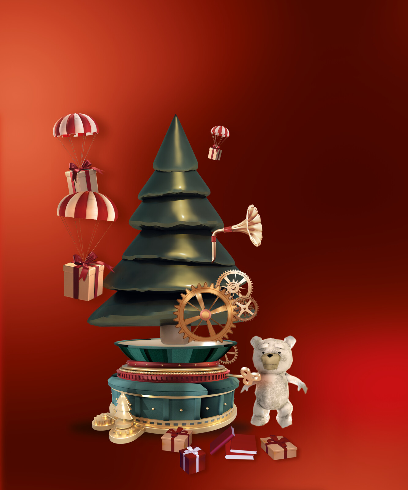 Christmas teddy bear illustration