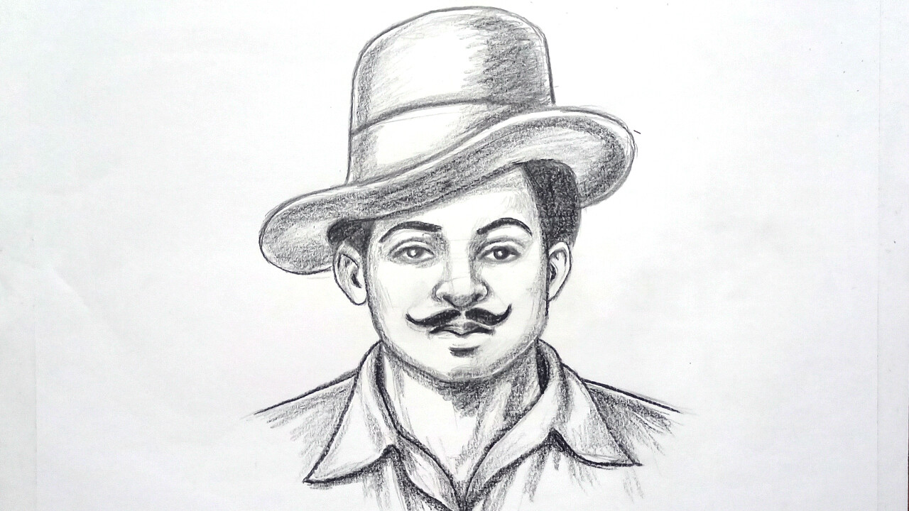 Watercolor Painting of Shaheed Bhagat Singh | DesiPainters.com