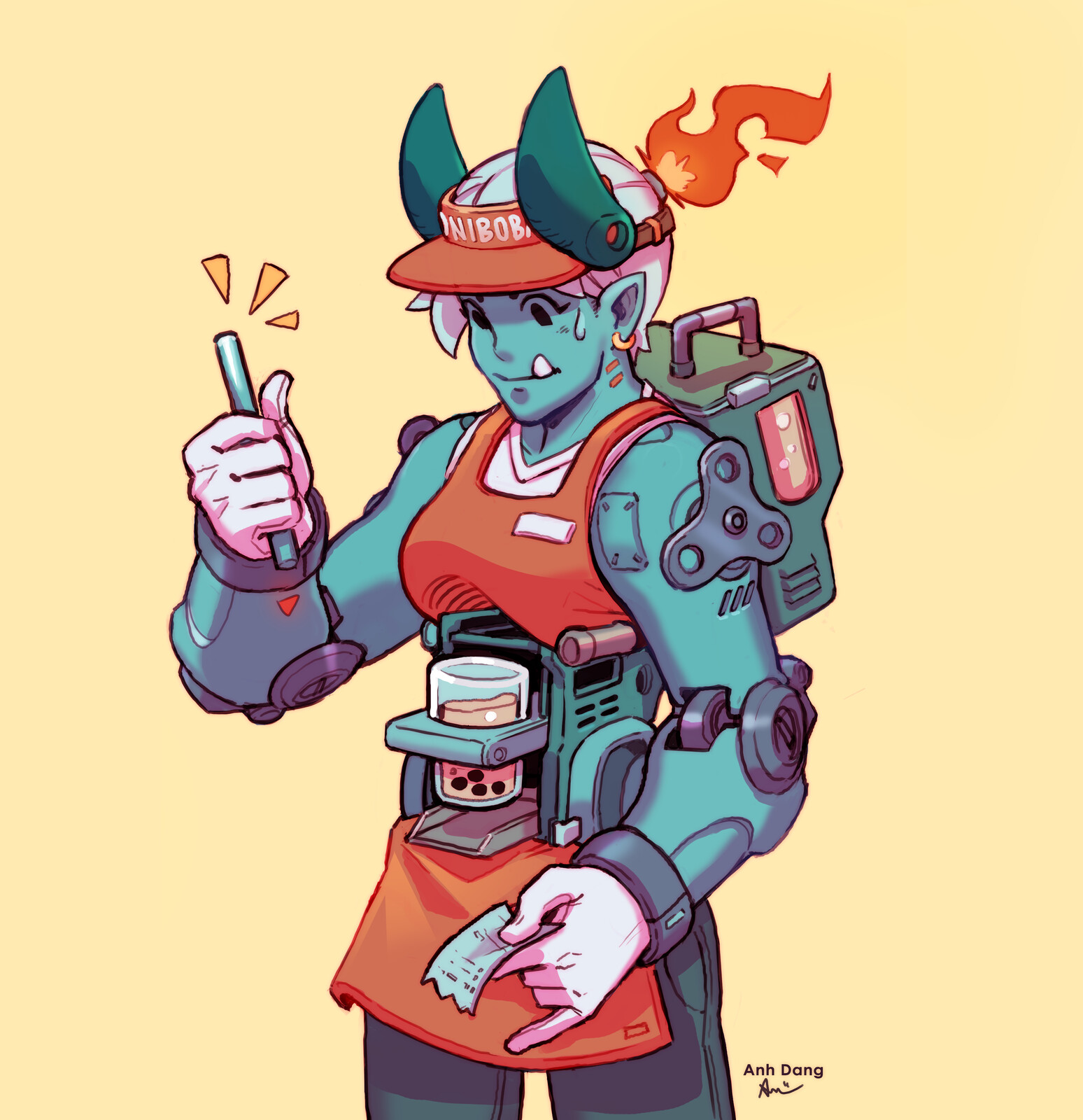 Oni boba girl for a zine