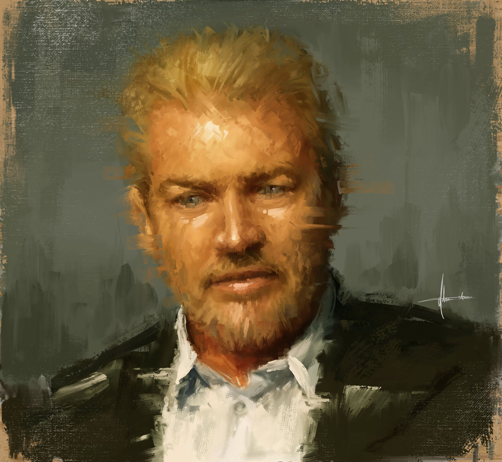 digital portrait painting oily style
