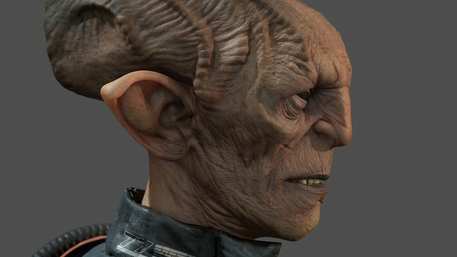 real-time render - head closeup 2