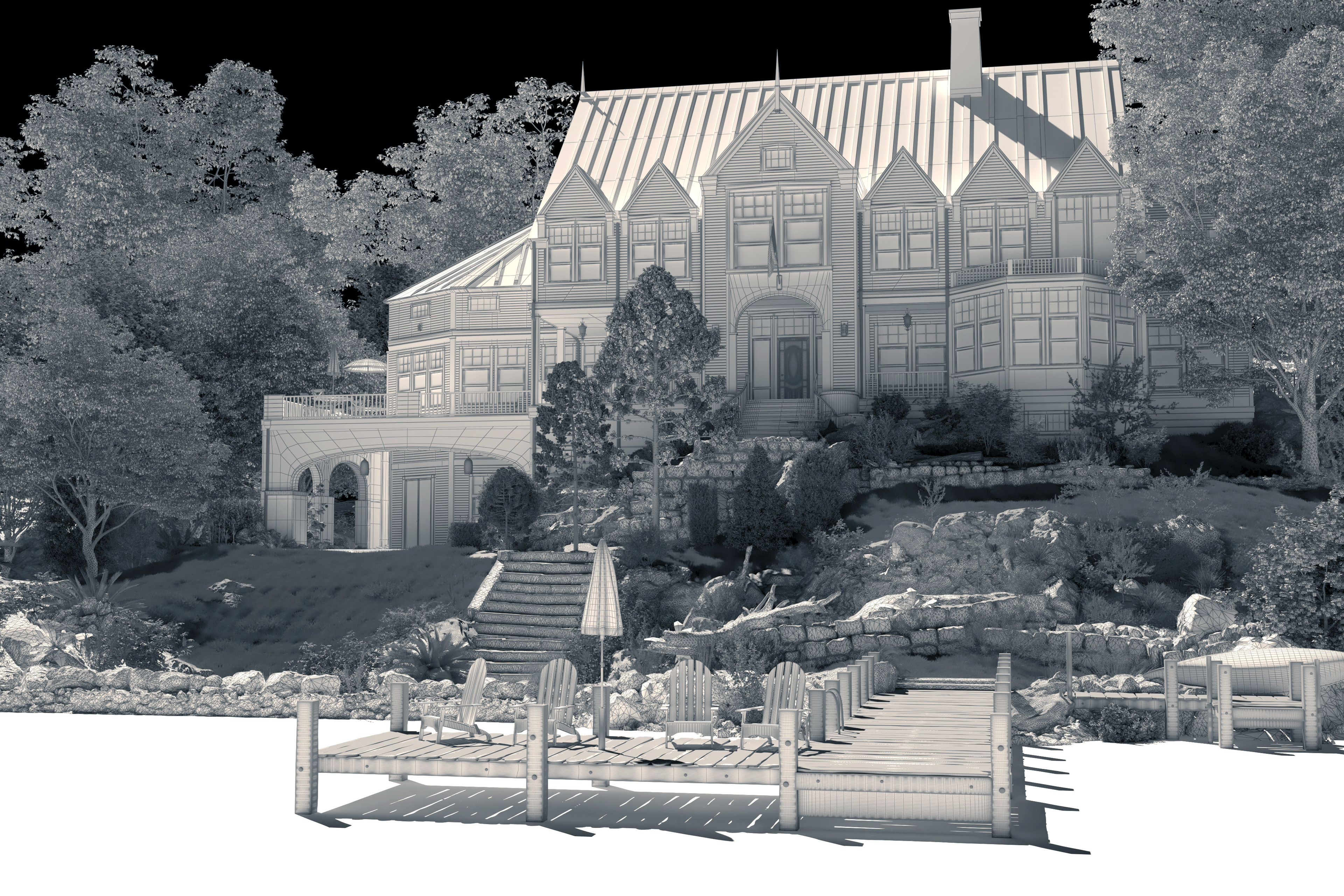 Lake House Front Wireframe