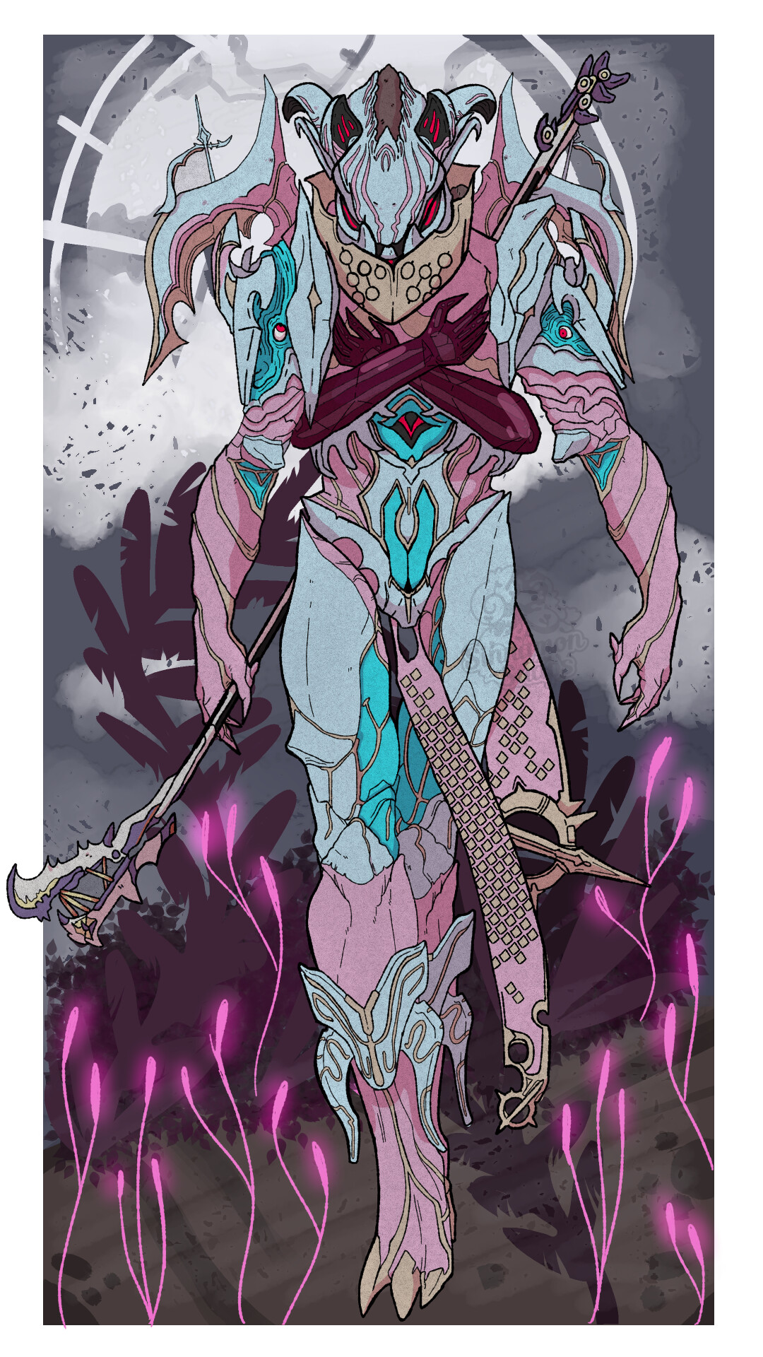 Fan art of the character Nidus from Digital Extremes' game Warframe. 