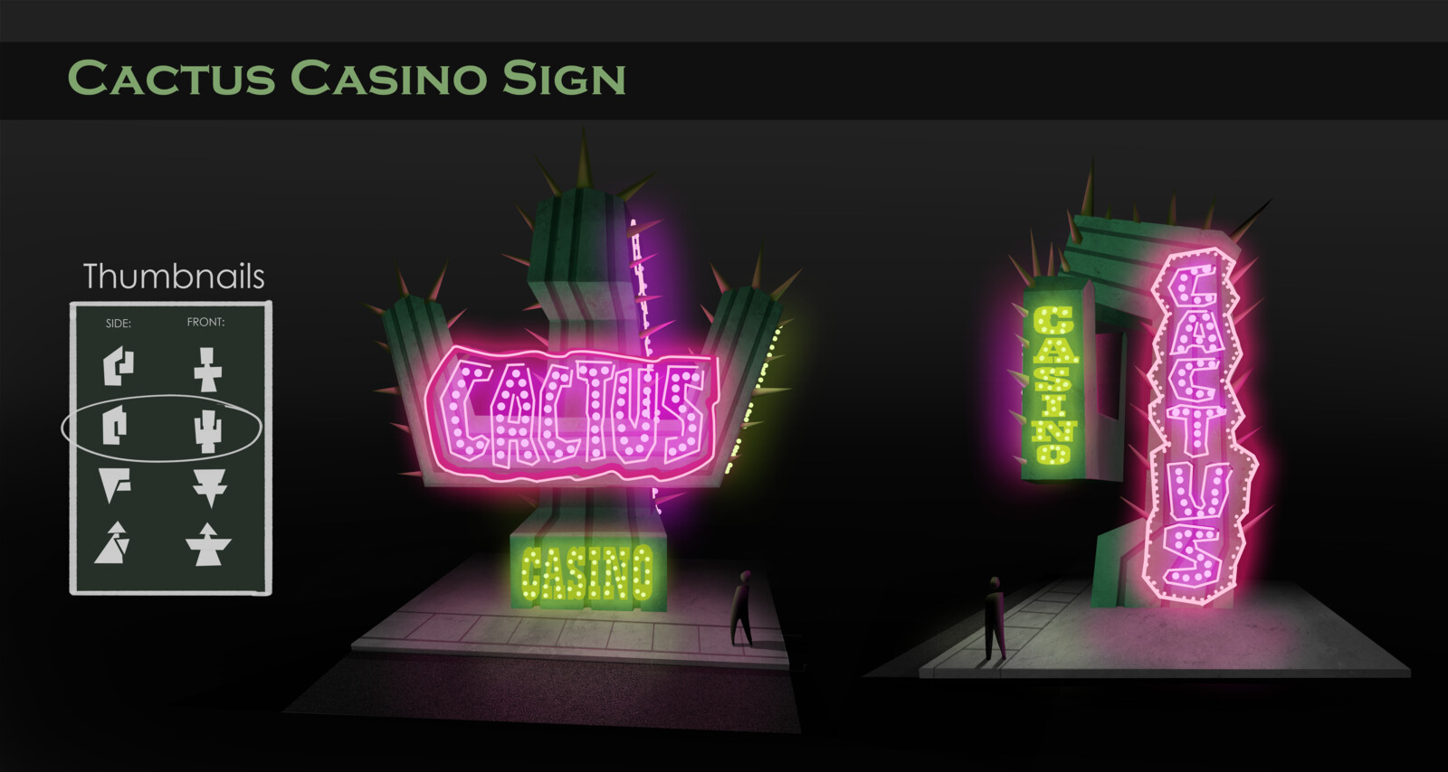 A very spiky casino sign, visible from front and side.