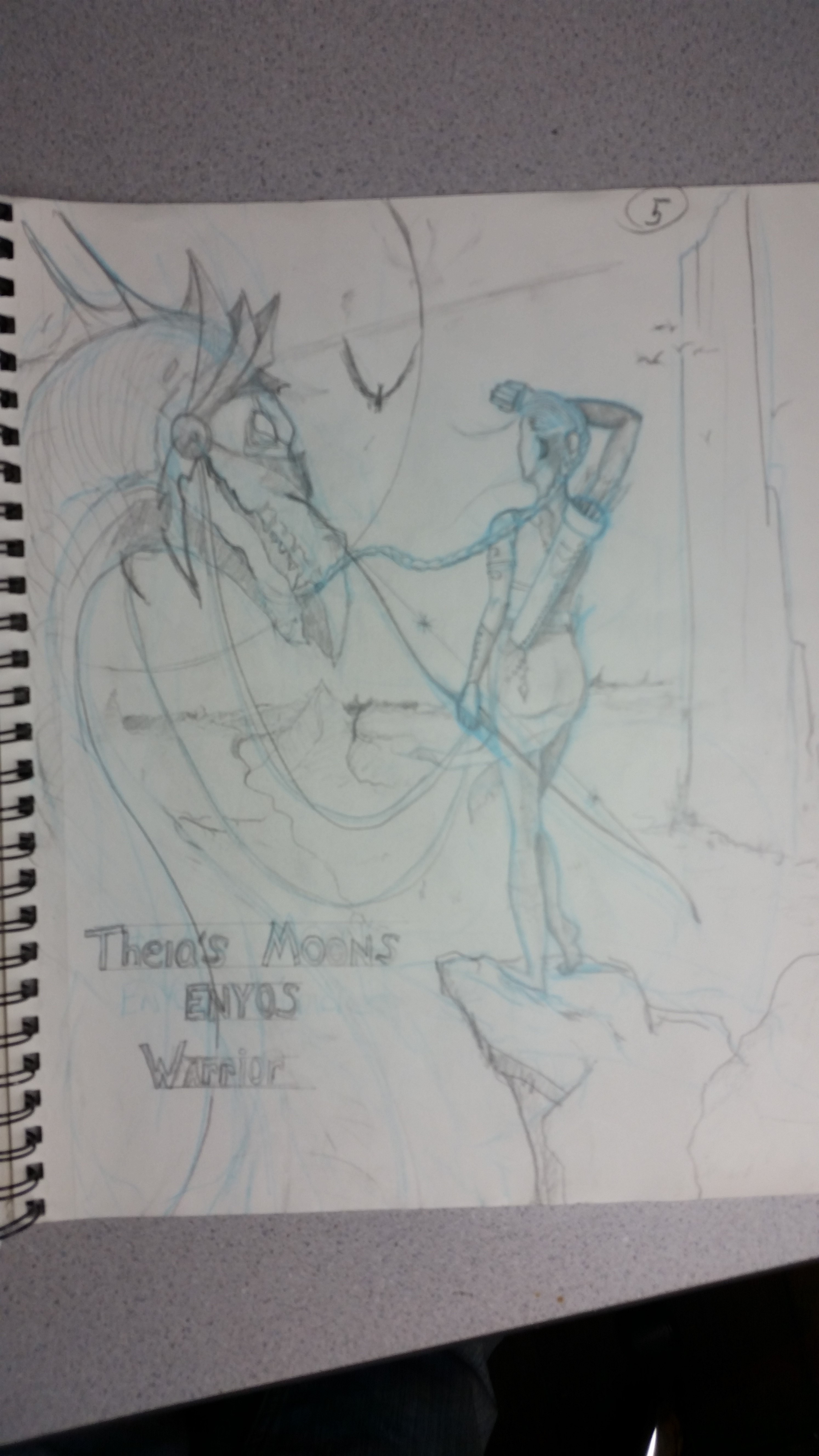 Sketch of book cover ideas and concepts for Theias Moons series