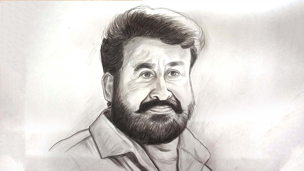 Artstation Mohanlal Chithiravasal Painting Pencil drawing actor mohanlal face drawing. mohanlal chithiravasal painting