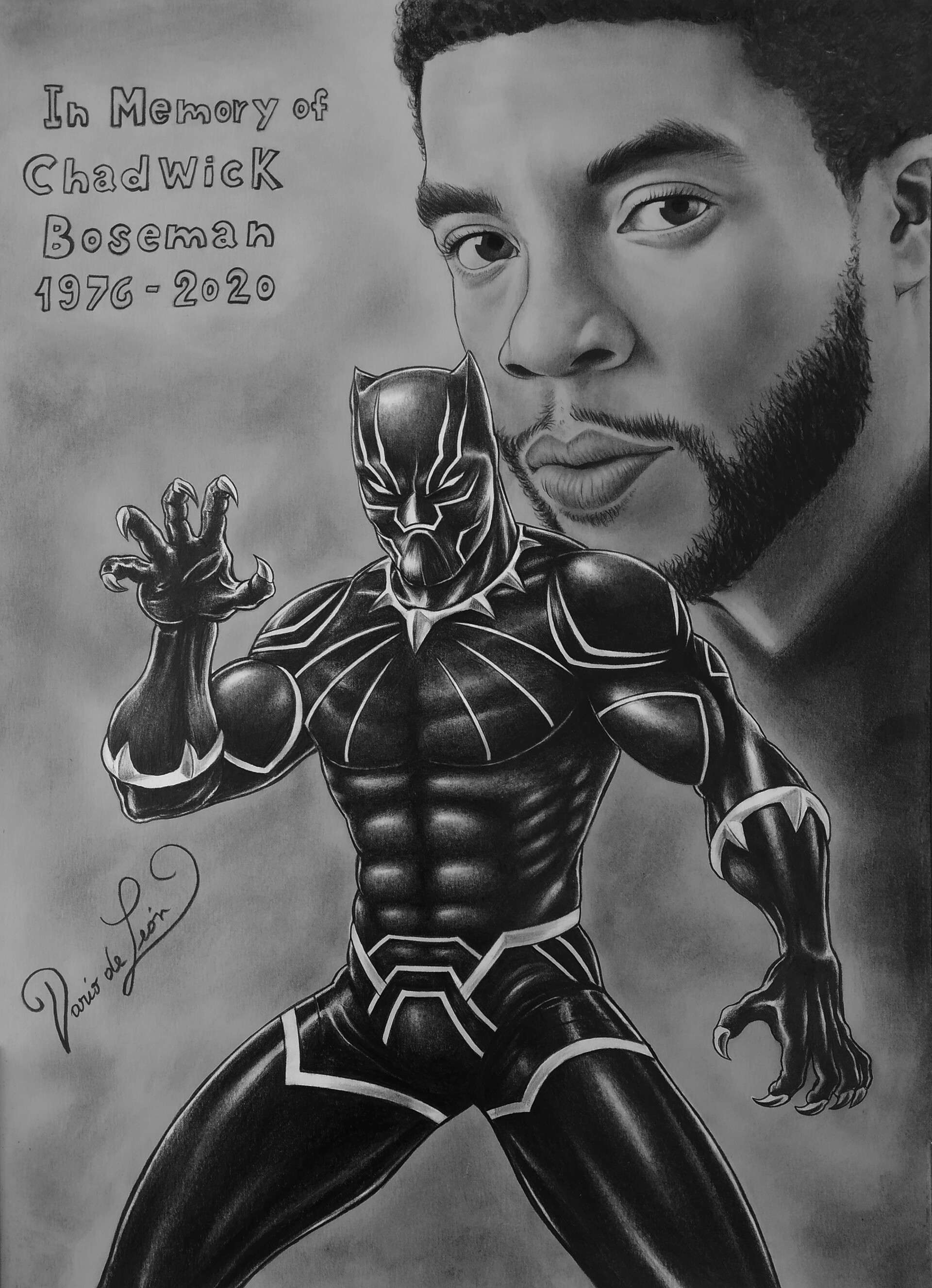 Darío de León - Black Panther Drawing - Chadwick Boseman Tribute