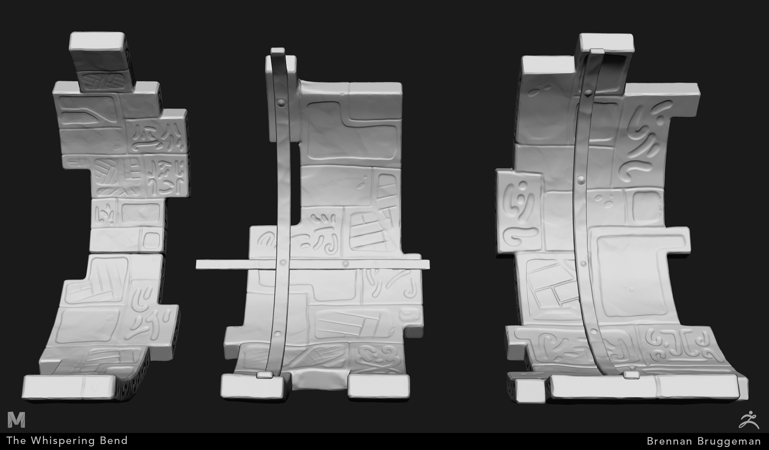 High poly sculpts for ruins created in Zbrush