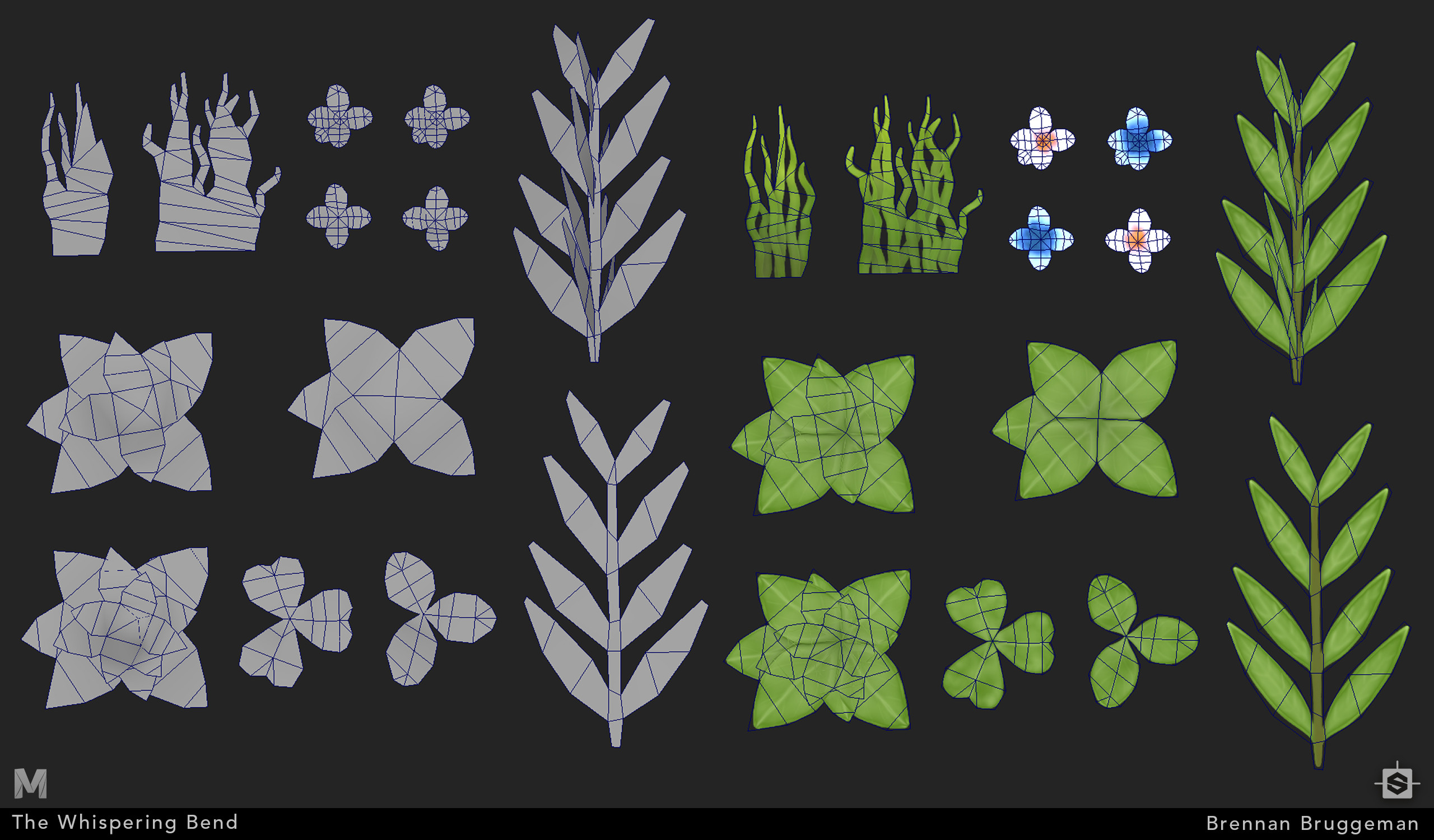 Low poly geometry for plants